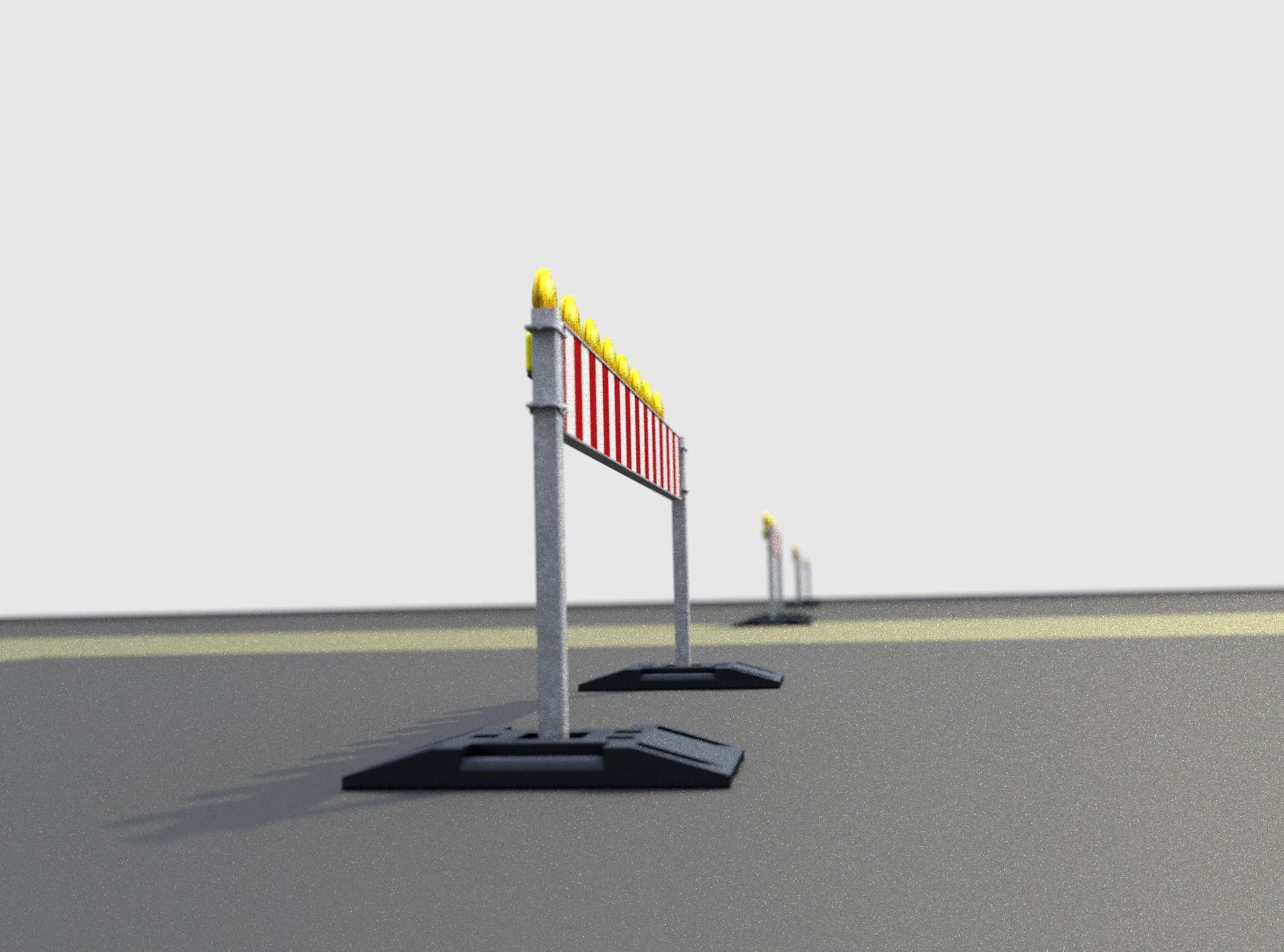 Construction Barrier 5 with warning lights 600-36 250x2400mm Low-poly 3D model_37