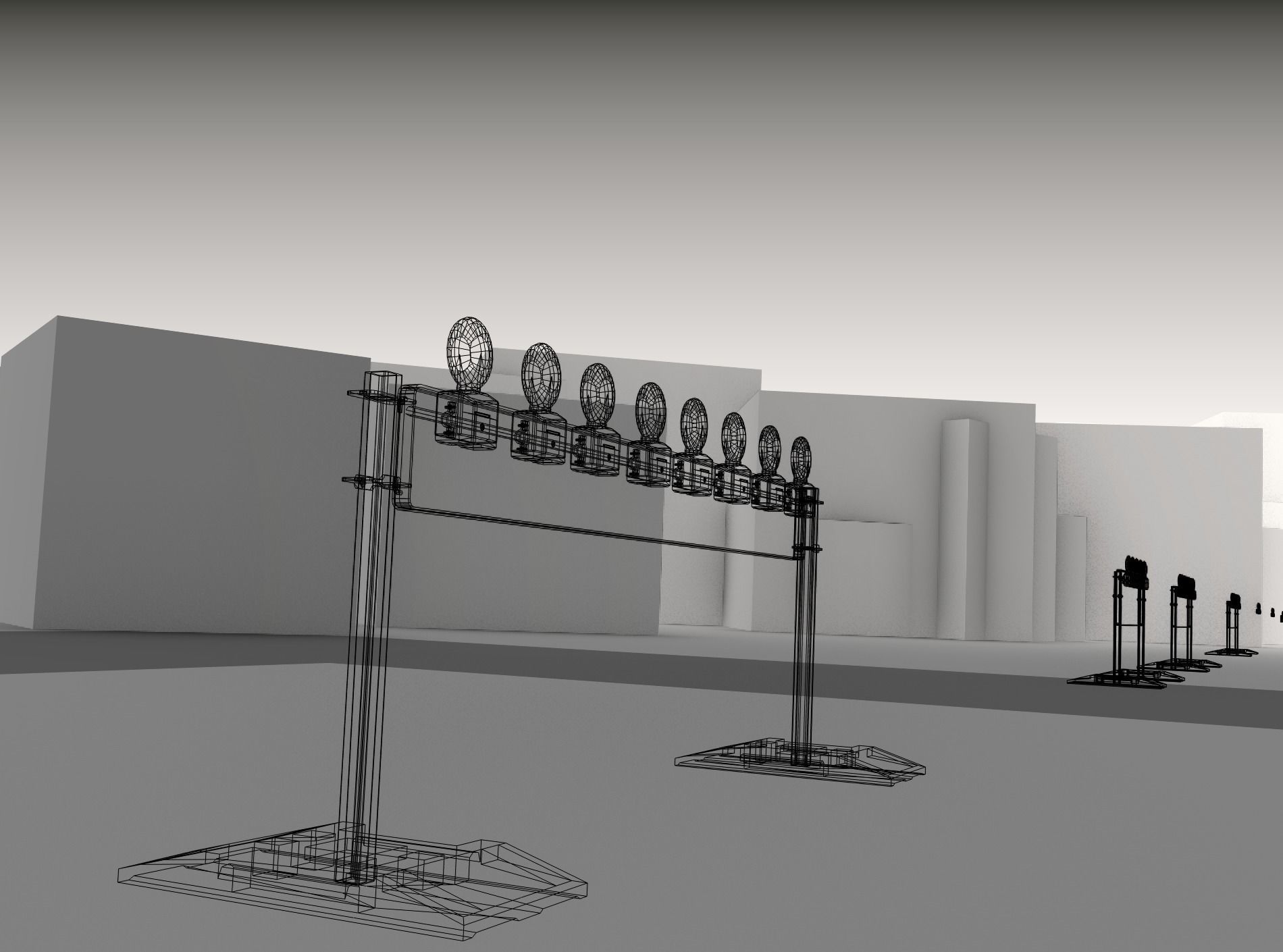 Construction Barrier 5 with warning lights 600-36 250x2400mm Low-poly 3D model_19