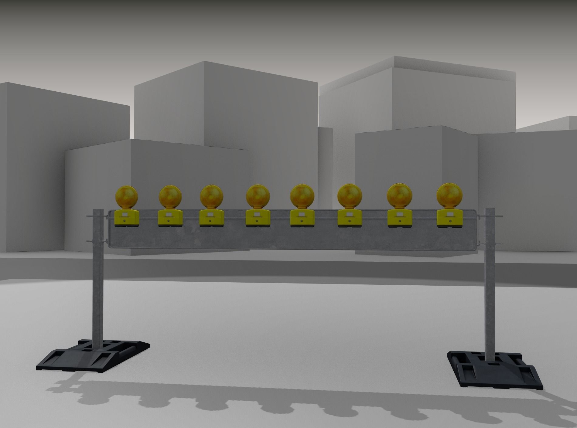 Construction Barrier 5 with warning lights 600-36 250x2400mm Low-poly 3D model_28