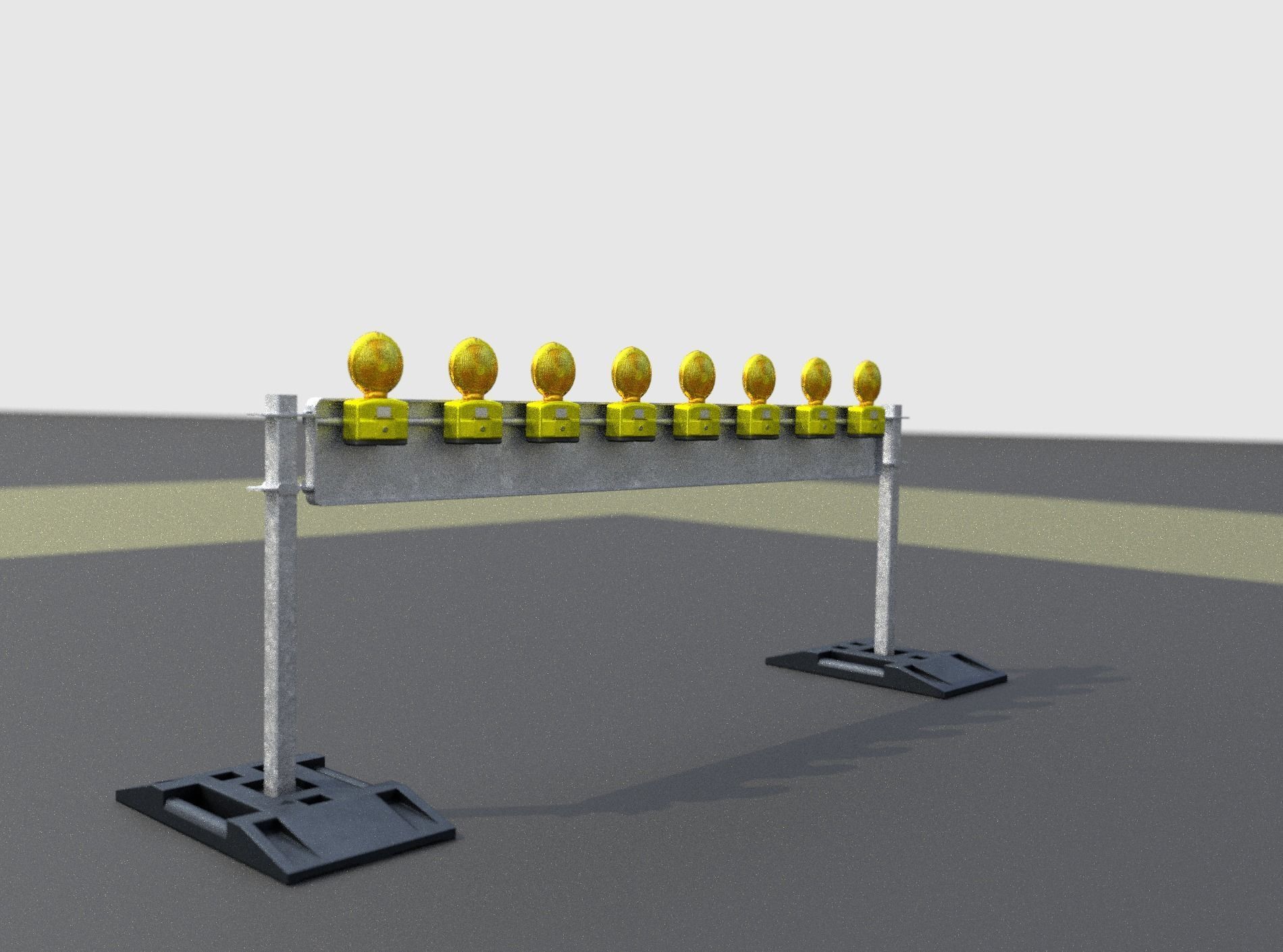 Construction Barrier 5 with warning lights 600-36 250x2400mm Low-poly 3D model_22