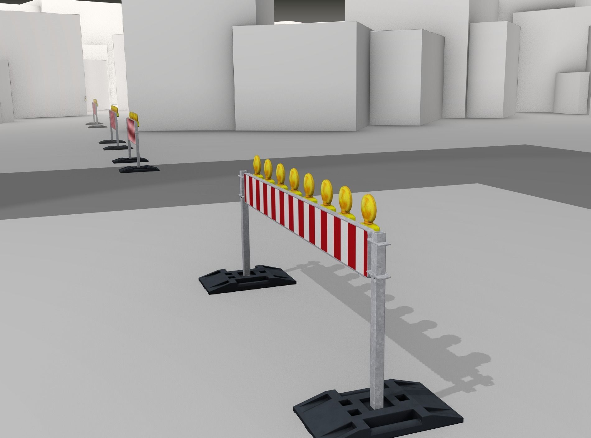 Construction Barrier 5 with warning lights 600-36 250x2400mm Low-poly 3D model_13