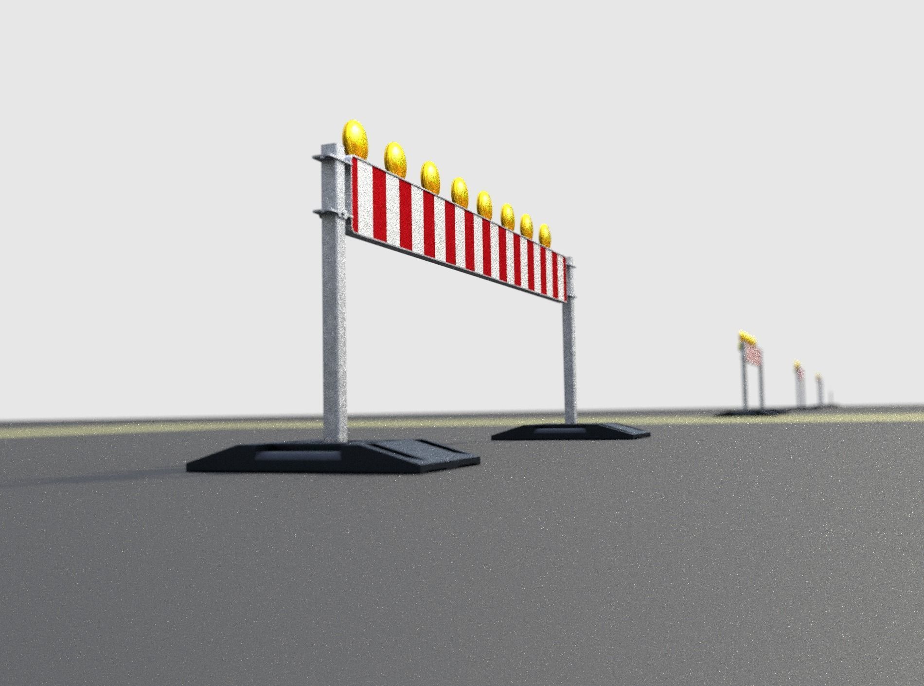 Construction Barrier 5 with warning lights 600-36 250x2400mm Low-poly 3D model_39