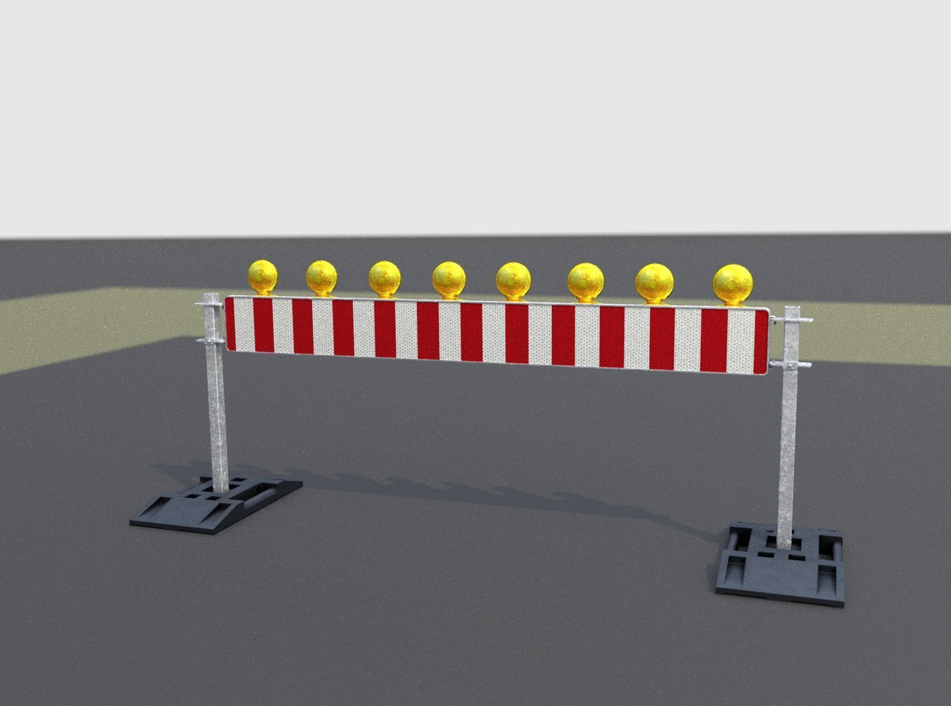 Construction Barrier 5 with warning lights 600-36 250x2400mm Low-poly 3D model_8