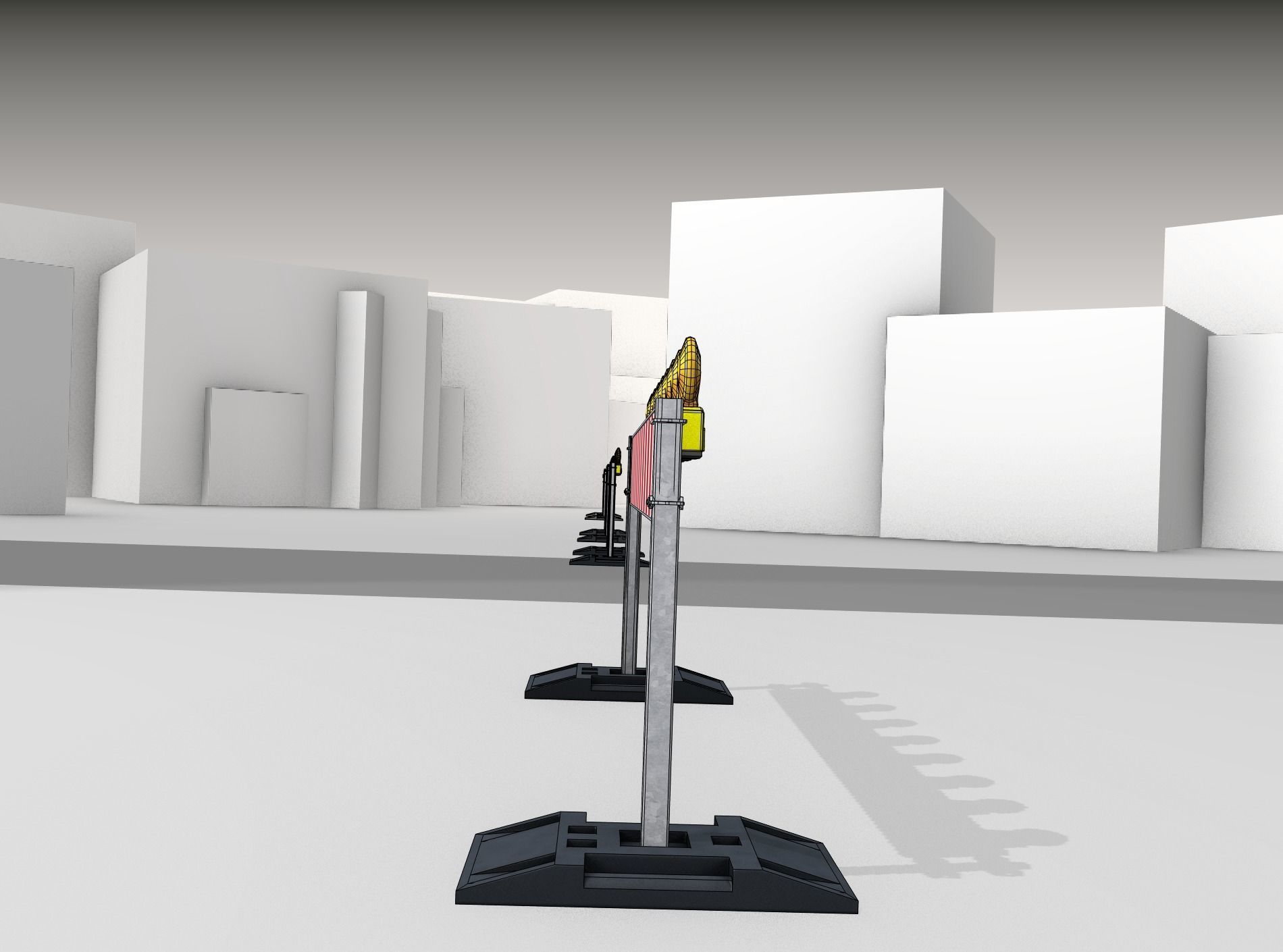 Construction Barrier 5 with warning lights 600-36 250x2400mm Low-poly 3D model_15