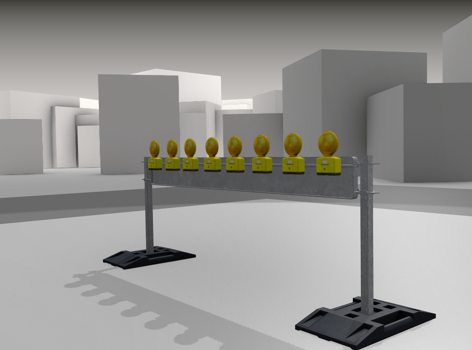 Construction Barrier 5 with warning lights 600-36 250x2400mm Low-poly 3D model_32