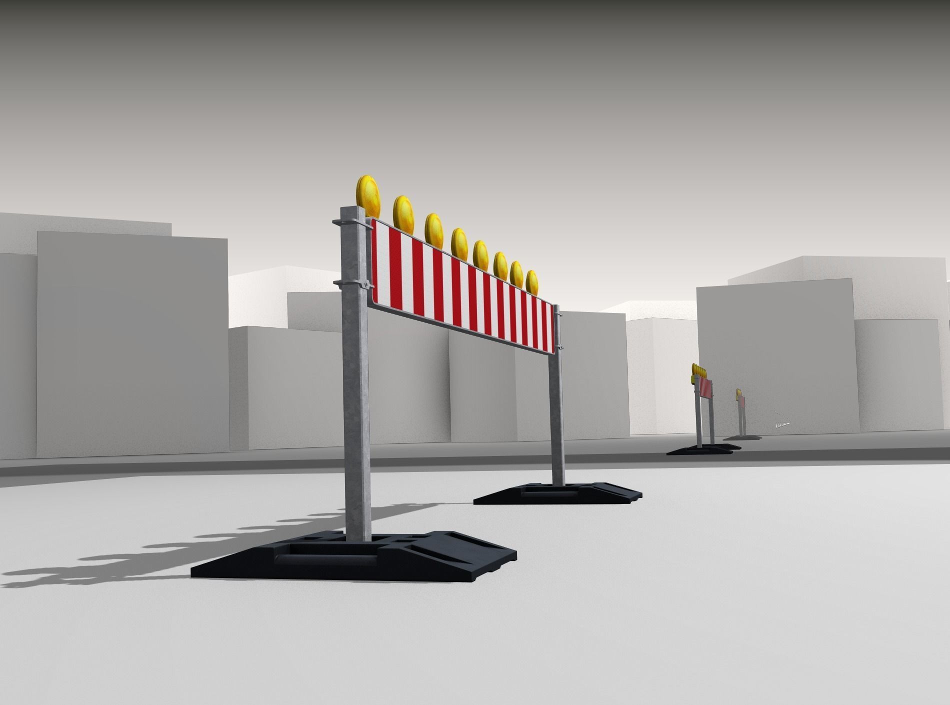 Construction Barrier 5 with warning lights 600-36 250x2400mm Low-poly 3D model_38
