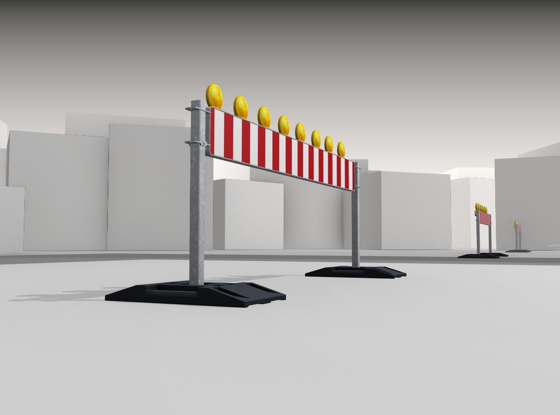 Construction Barrier 5 with warning lights 600-36 250x2400mm Low-poly 3D model_40