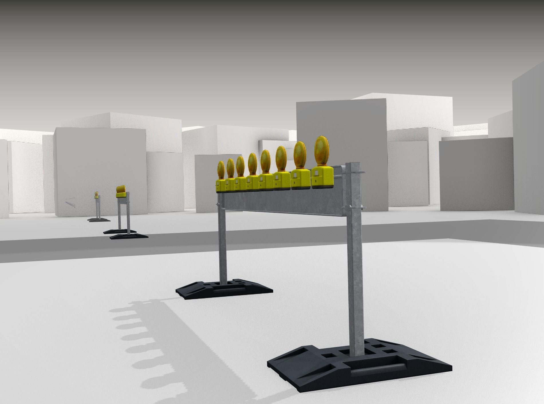 Construction Barrier 5 with warning lights 600-36 250x2400mm Low-poly 3D model_34