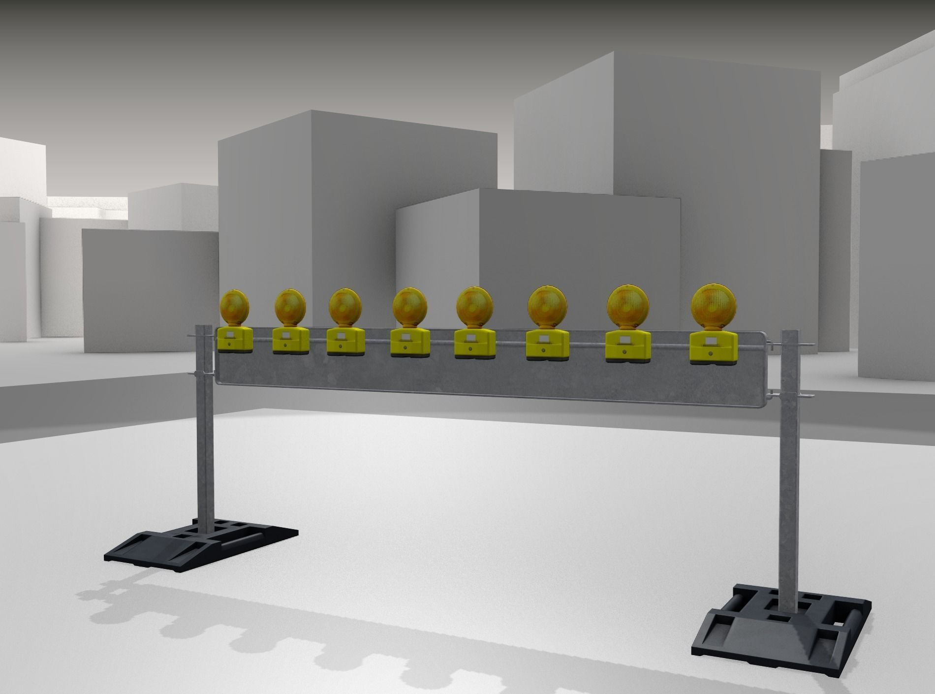 Construction Barrier 5 with warning lights 600-36 250x2400mm Low-poly 3D model_30