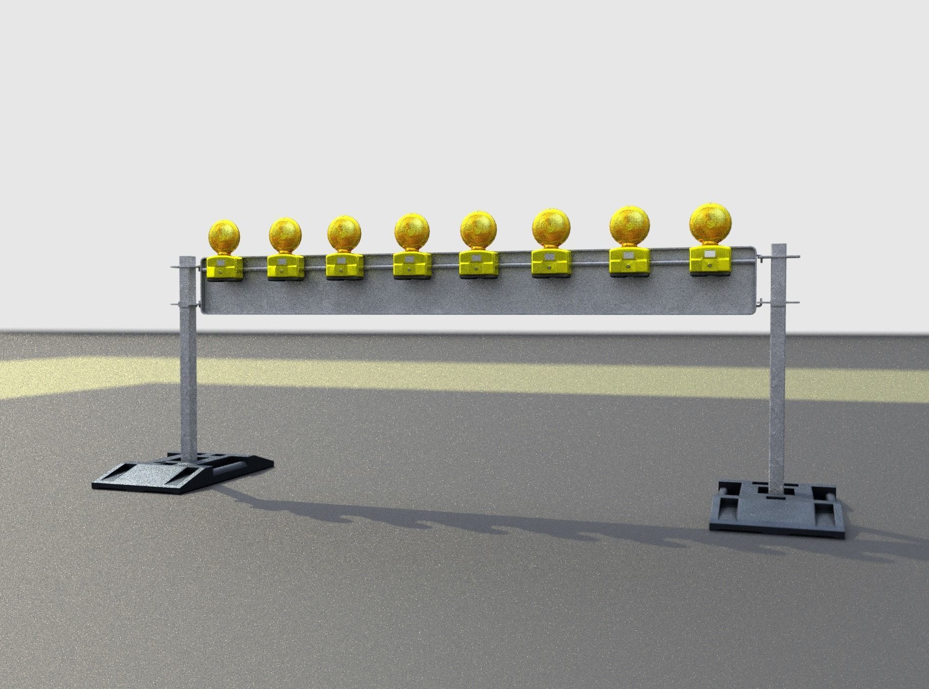 Construction Barrier 5 with warning lights 600-36 250x2400mm Low-poly 3D model_29
