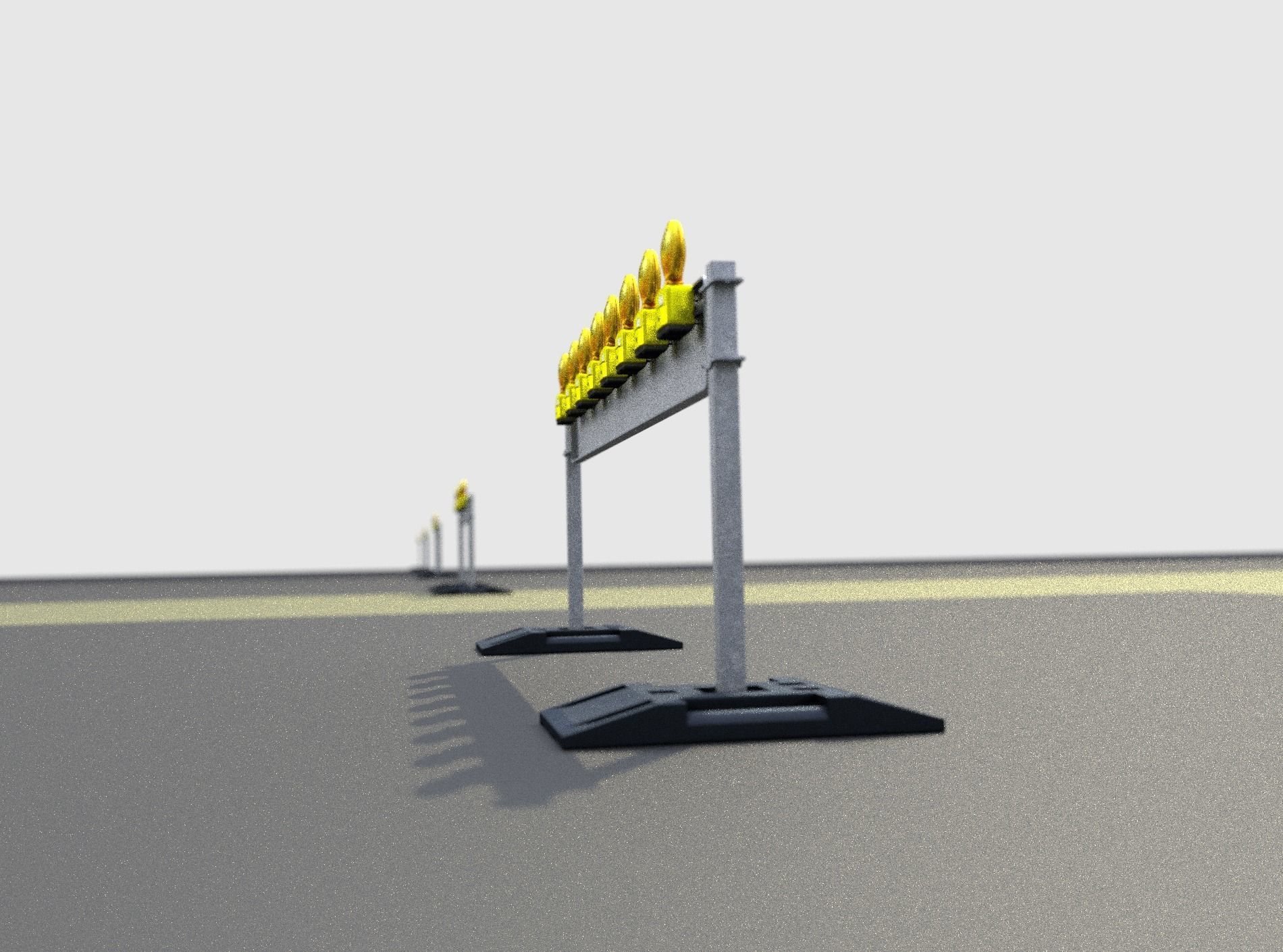 Construction Barrier 5 with warning lights 600-36 250x2400mm Low-poly 3D model_35