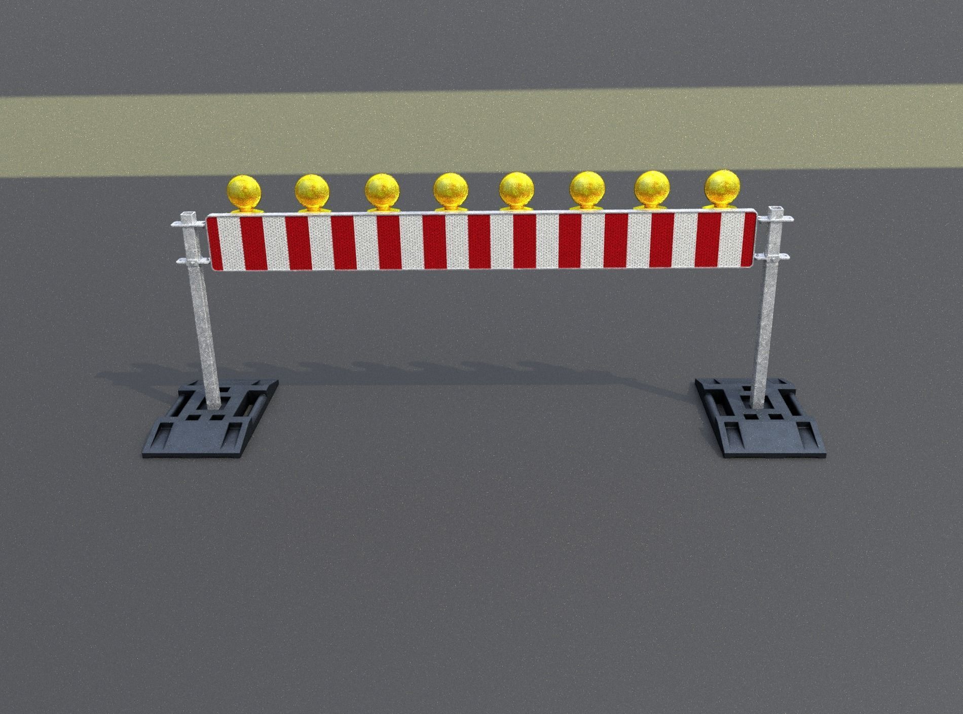 Construction Barrier 5 with warning lights 600-36 250x2400mm Low-poly 3D model_50