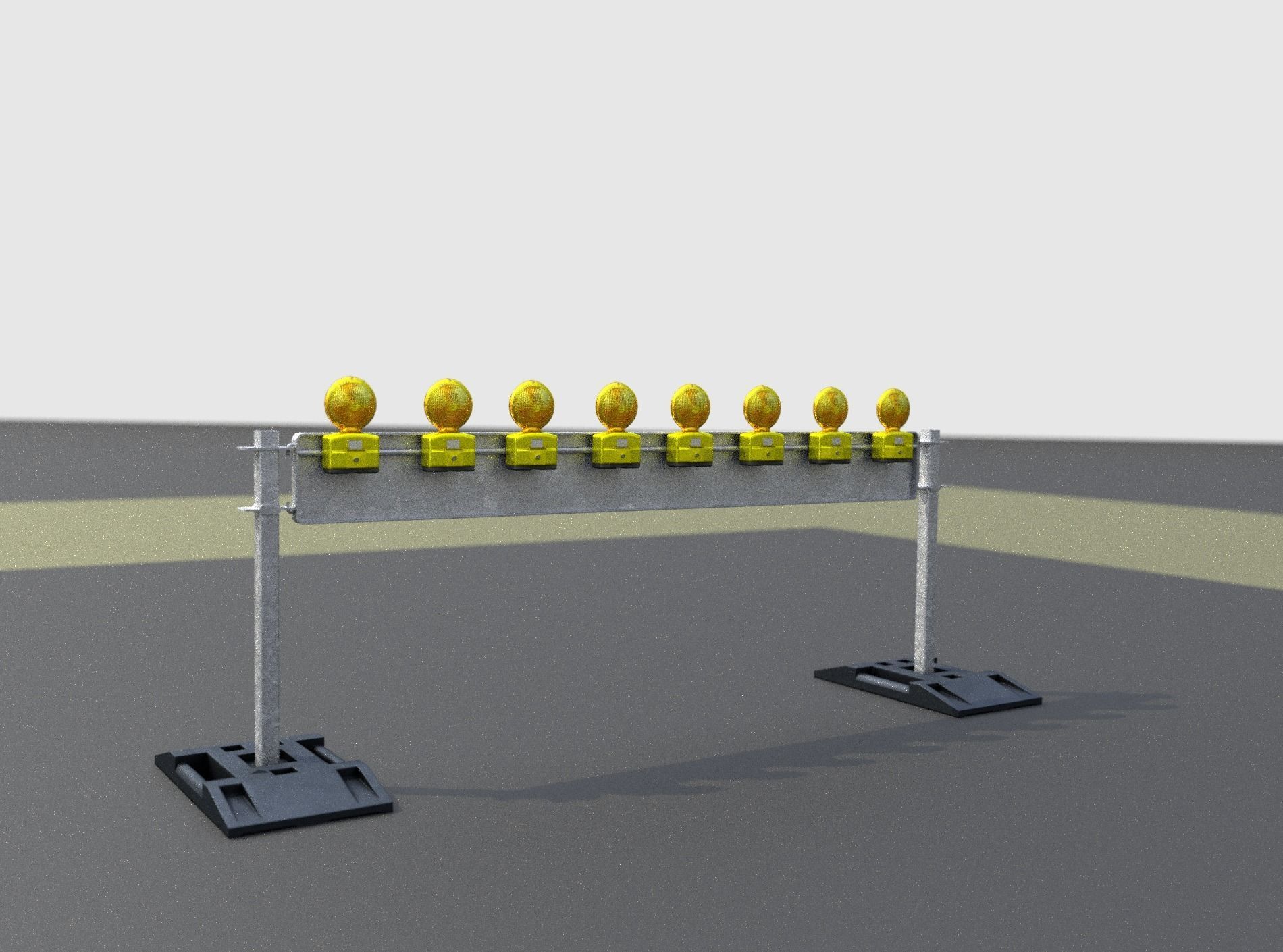 Construction Barrier 5 with warning lights 600-36 250x2400mm Low-poly 3D model_2