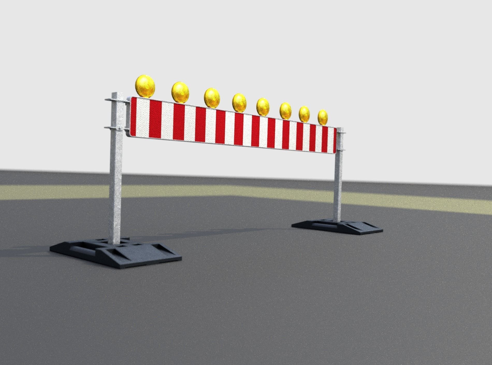 Construction Barrier 5 with warning lights 600-36 250x2400mm Low-poly 3D model_43