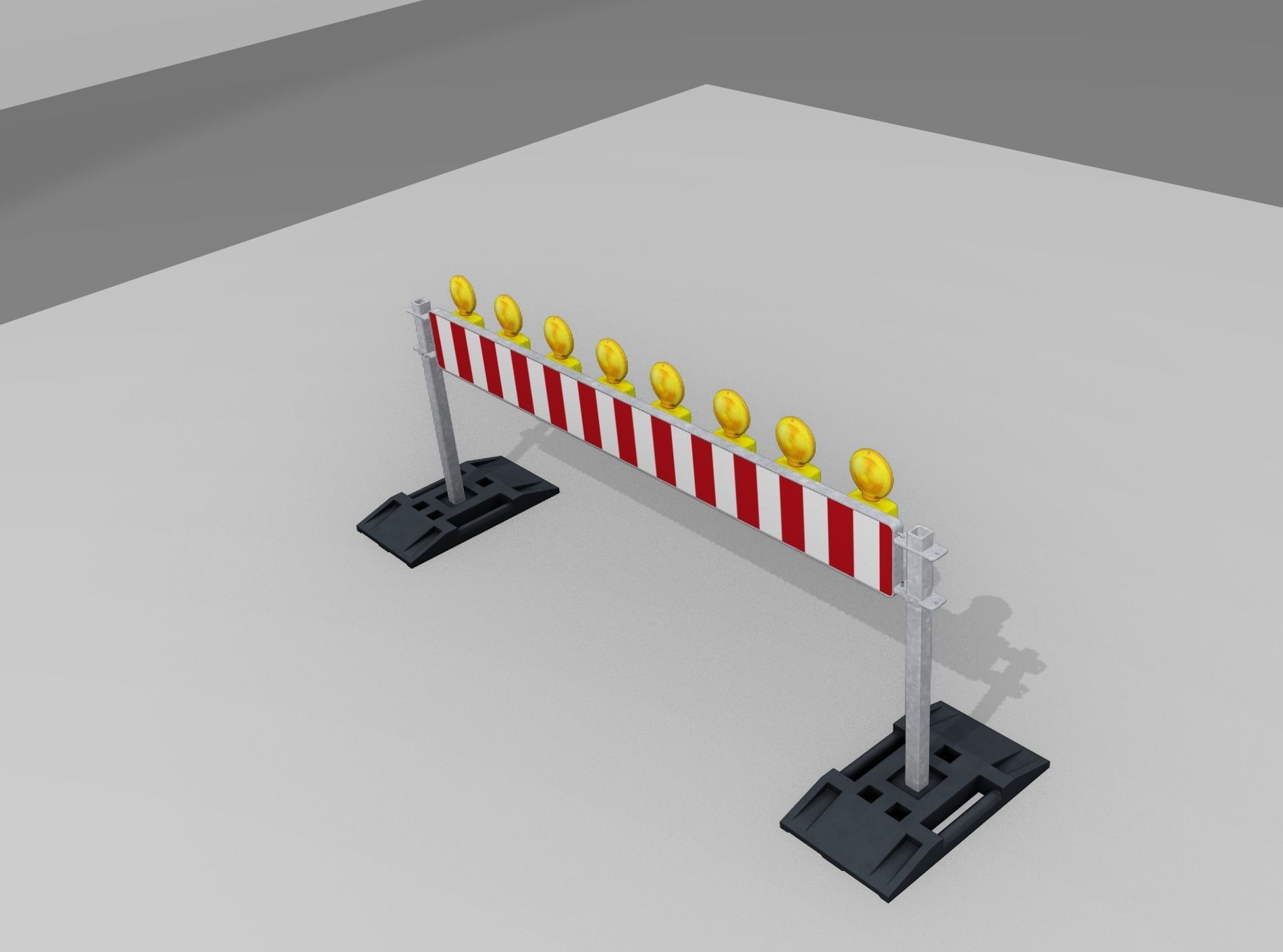 Construction Barrier 5 with warning lights 600-36 250x2400mm Low-poly 3D model_11