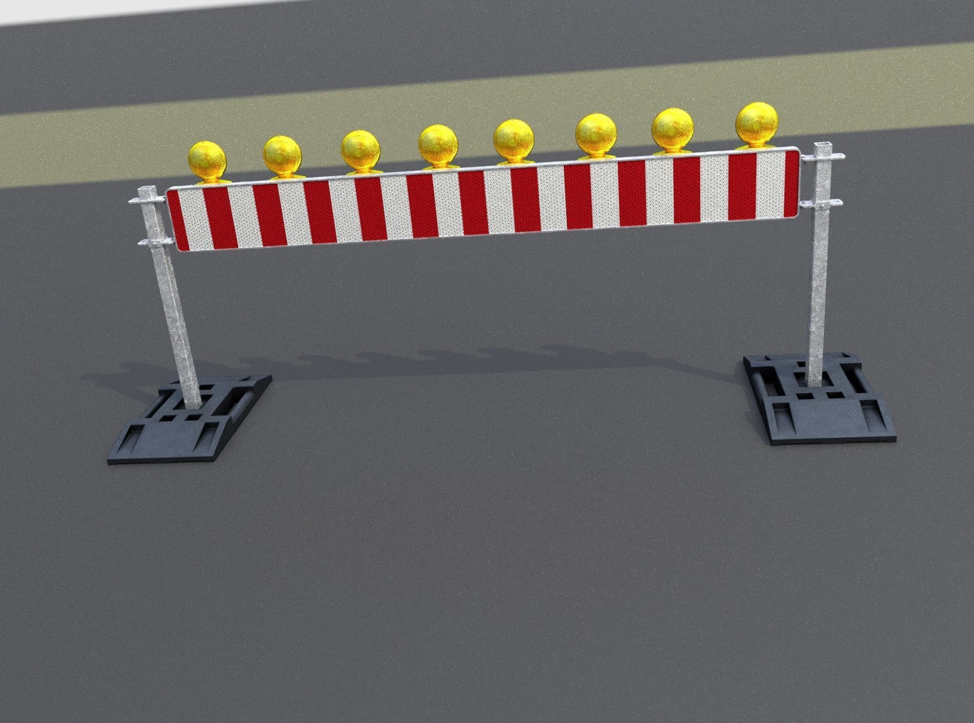 Construction Barrier 5 with warning lights 600-36 250x2400mm Low-poly 3D model_48
