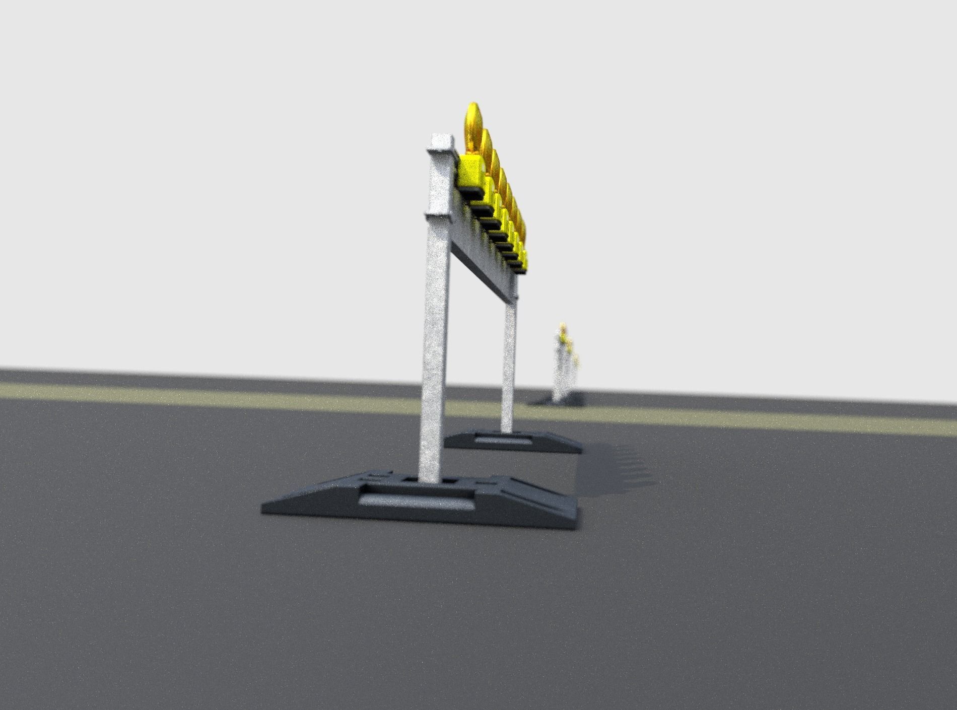Construction Barrier 5 with warning lights 600-36 250x2400mm Low-poly 3D model_16