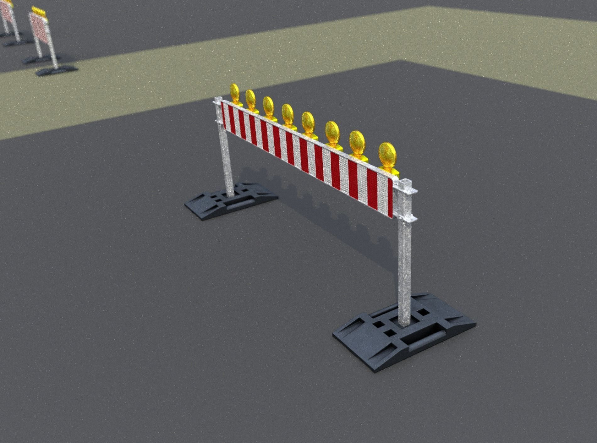 Construction Barrier 5 with warning lights 600-36 250x2400mm Low-poly 3D model_12