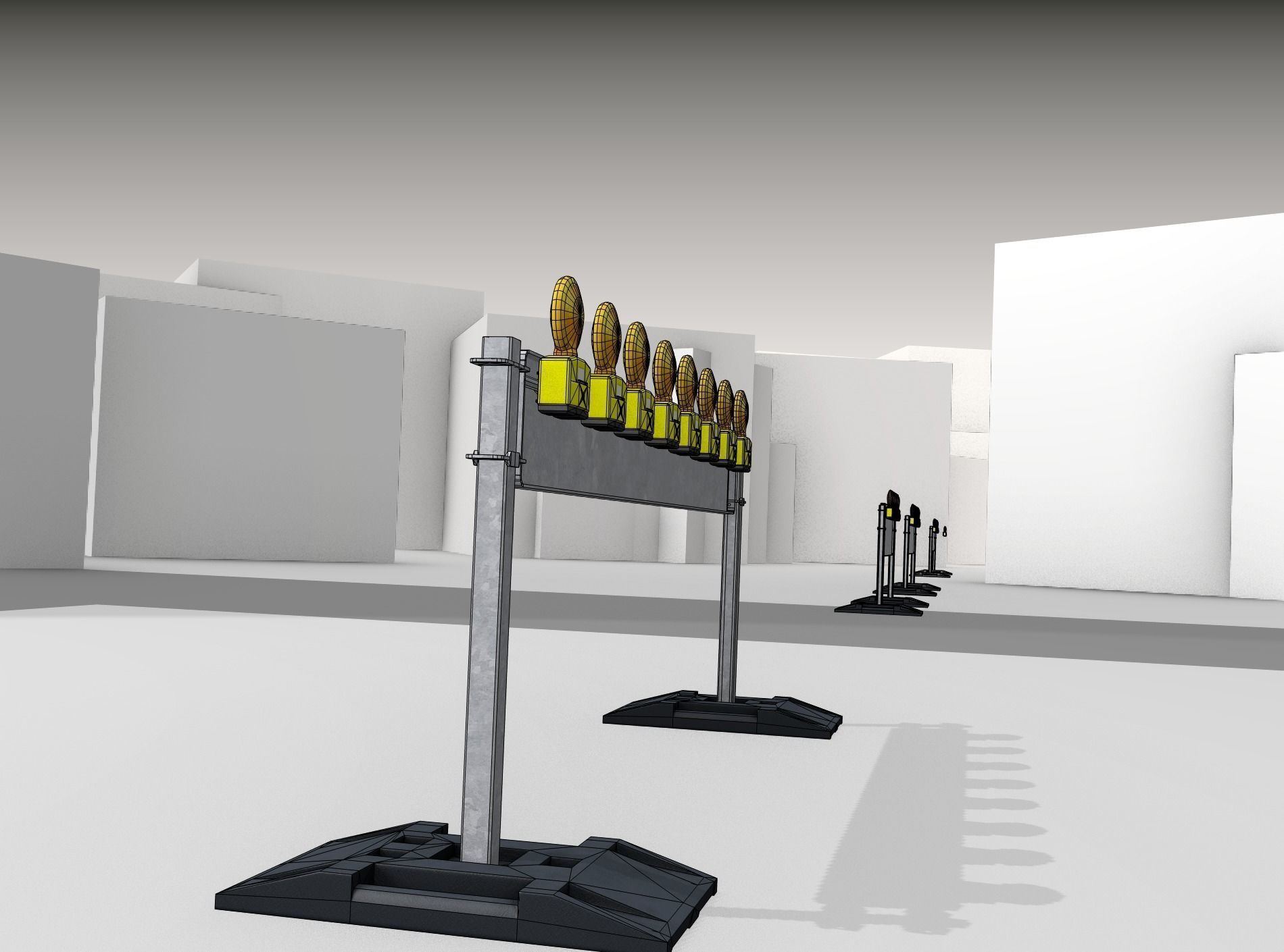 Construction Barrier 5 with warning lights 600-36 250x2400mm Low-poly 3D model_17