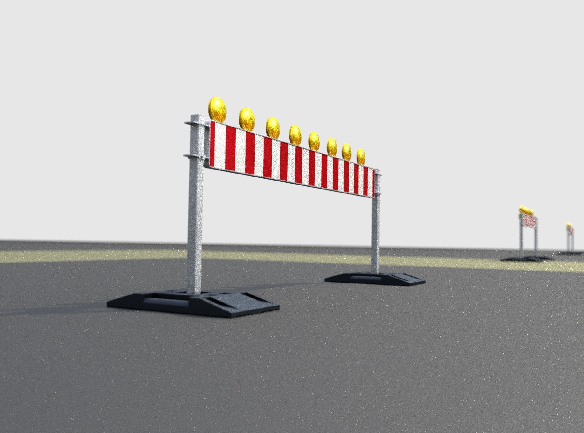 Construction Barrier 5 with warning lights 600-36 250x2400mm Low-poly 3D model_41