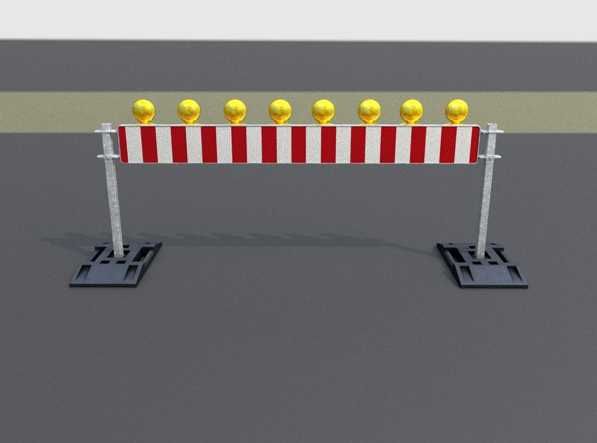 Construction Barrier 5 with warning lights 600-36 250x2400mm Low-poly 3D model_4