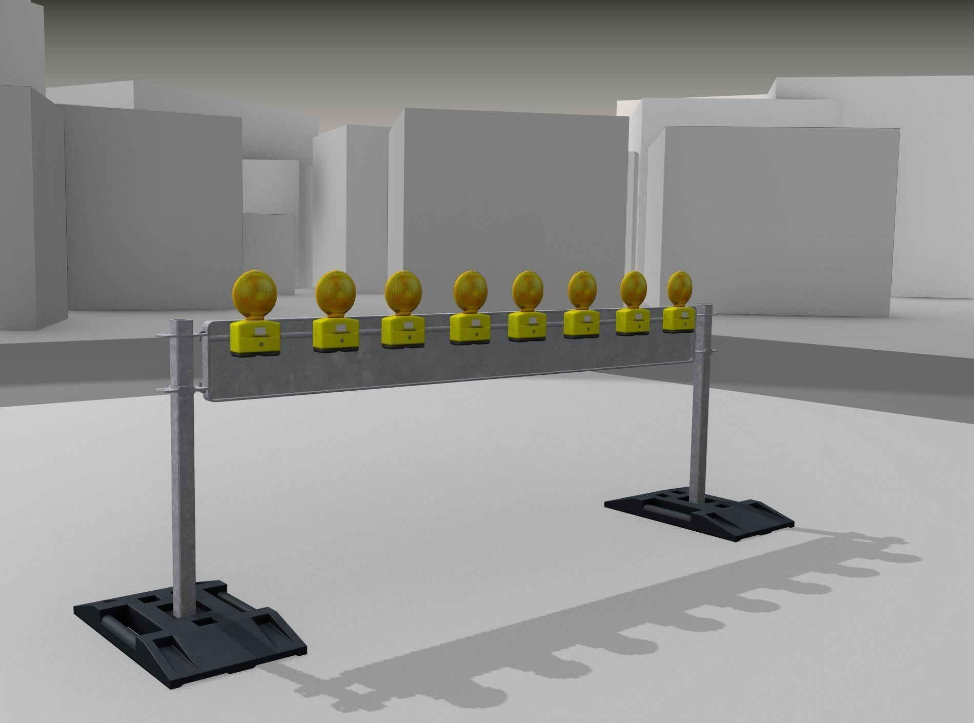 Construction Barrier 5 with warning lights 600-36 250x2400mm Low-poly 3D model_23