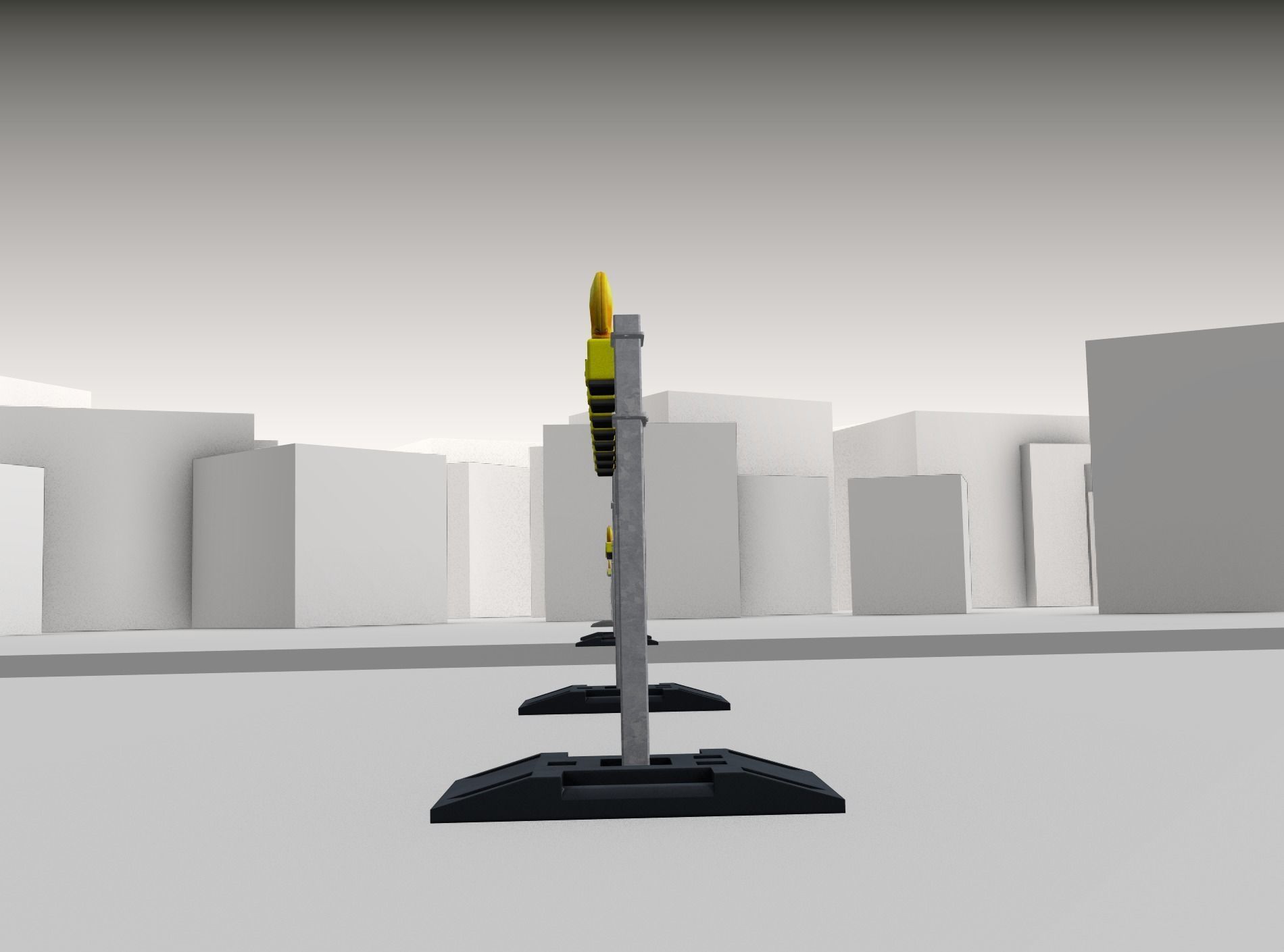 Construction Barrier 5 with warning lights 600-36 250x2400mm Low-poly 3D model_36