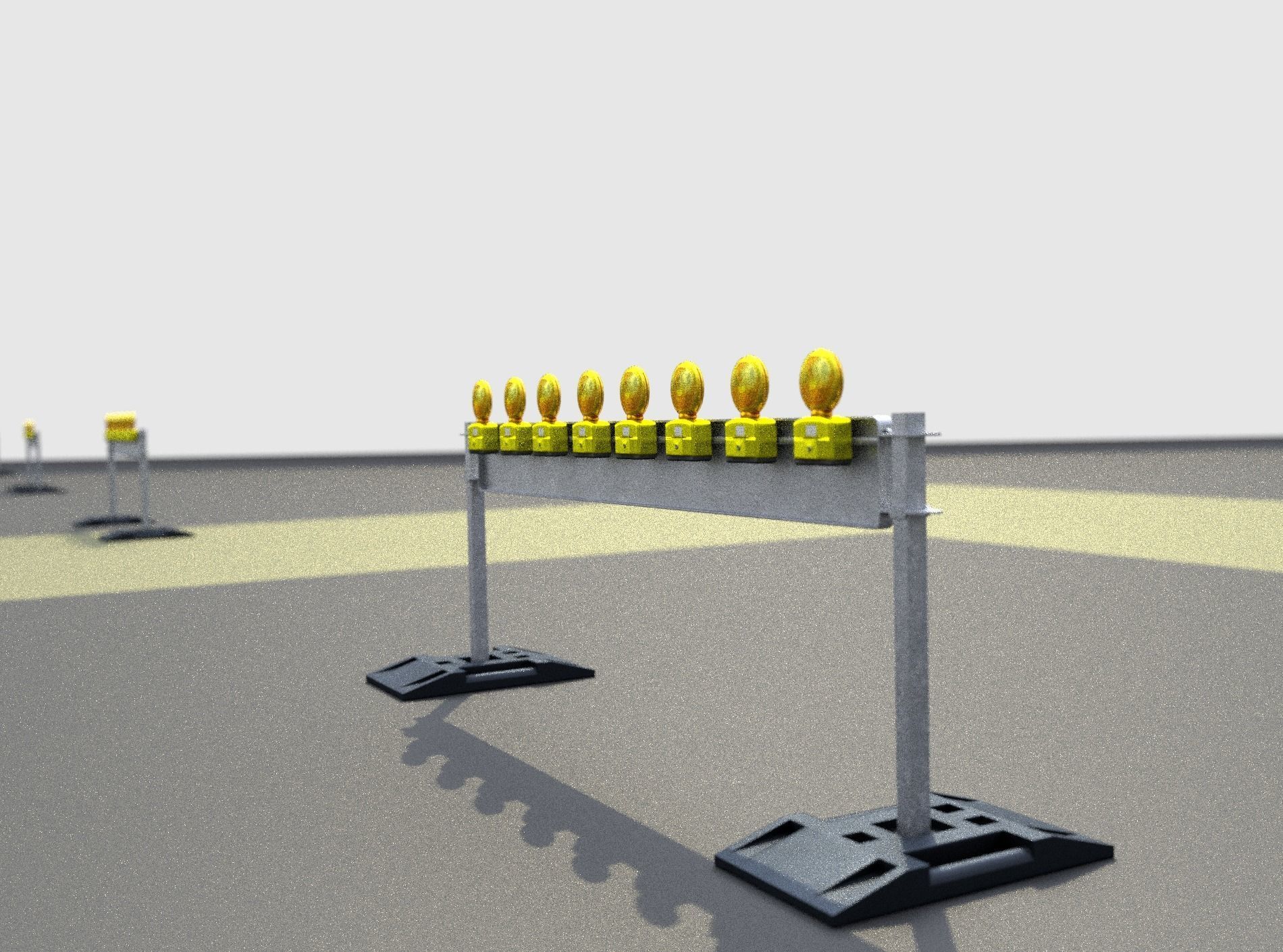 Construction Barrier 5 with warning lights 600-36 250x2400mm Low-poly 3D model_33