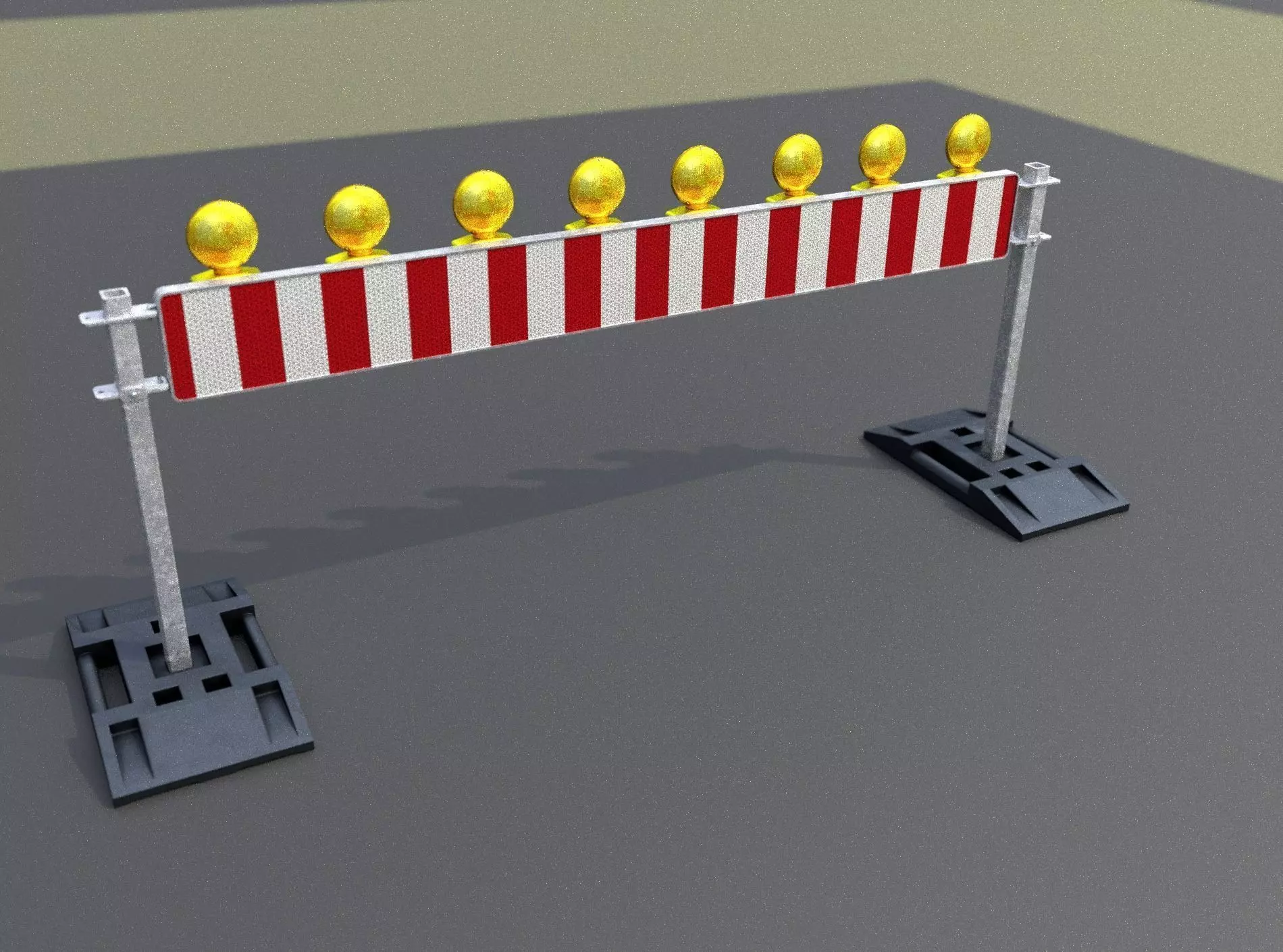 Construction Barrier 5 with warning lights 600-36 250x2400mm Low-poly 3D model_0