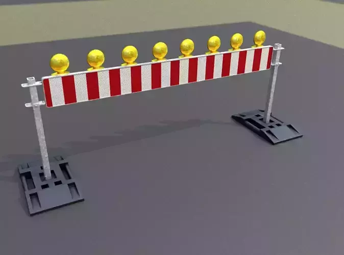 Construction Barrier 5 with warning lights 600-36 250x2400mm Low-poly 3D model