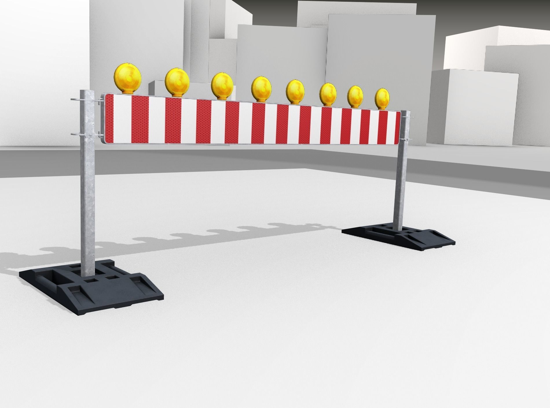 Construction Barrier 5 with warning lights 600-36 250x2400mm Low-poly 3D model_44