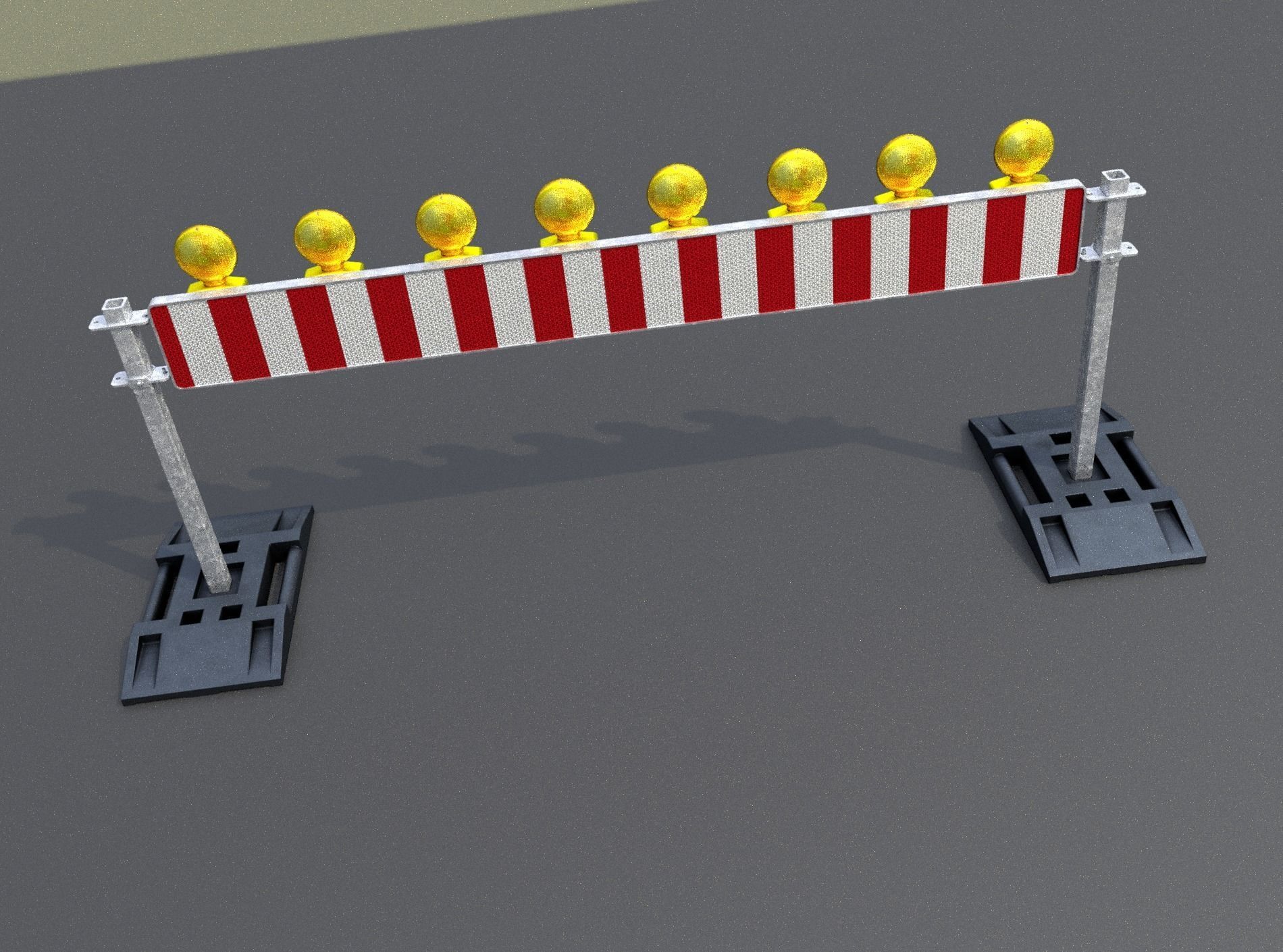Construction Barrier 5 with warning lights 600-36 250x2400mm Low-poly 3D model_46