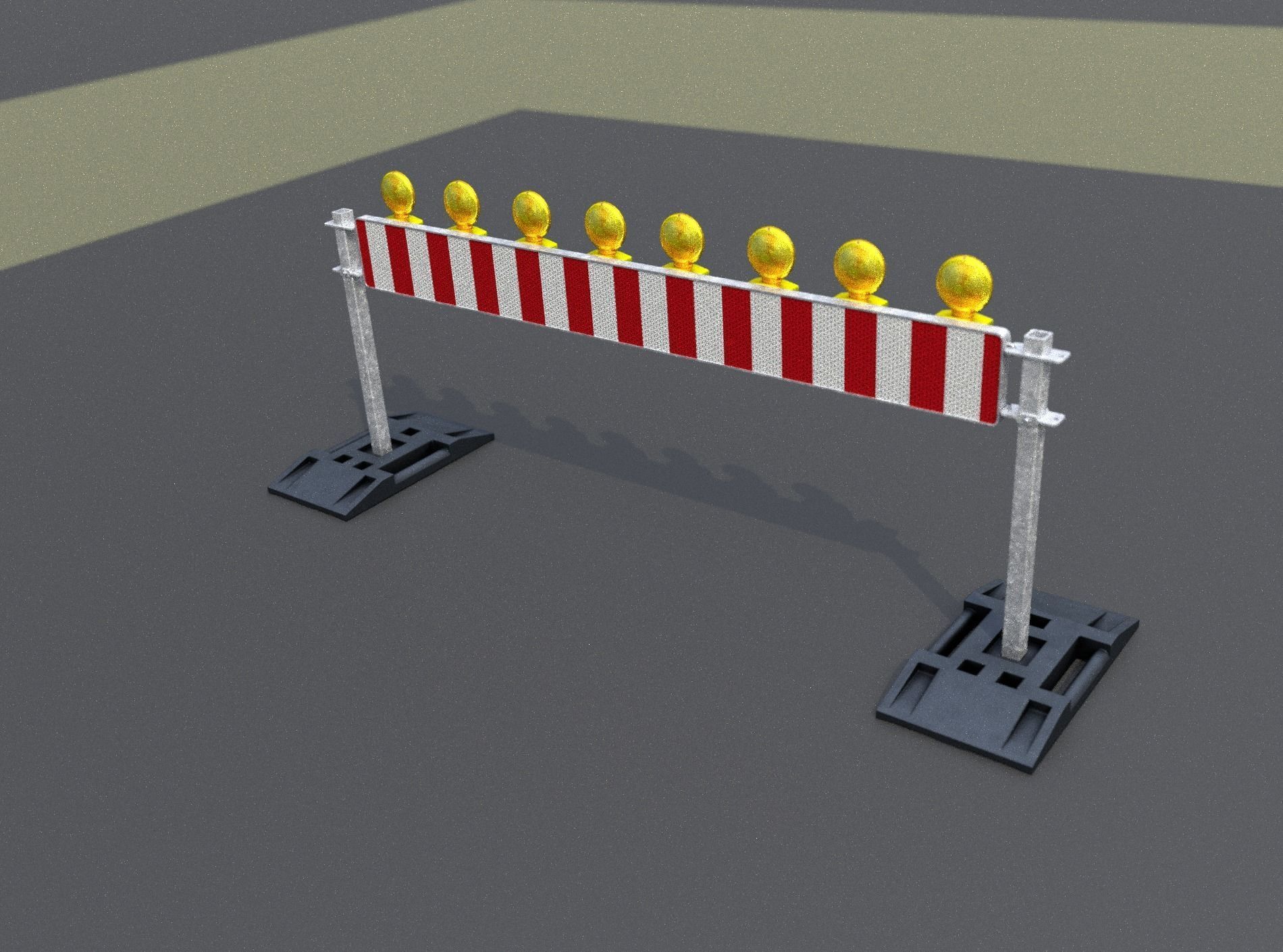Construction Barrier 5 with warning lights 600-36 250x2400mm Low-poly 3D model_10