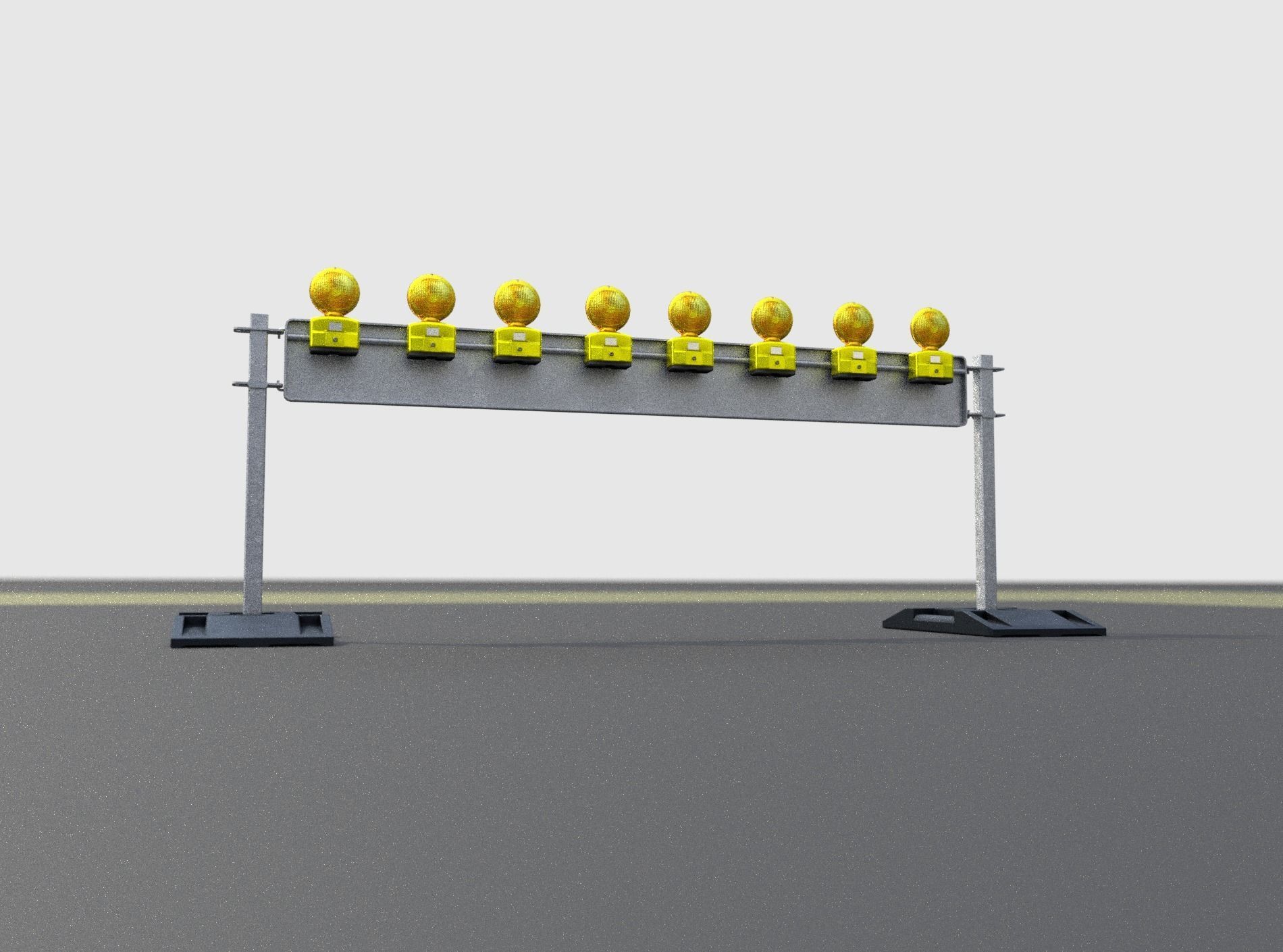Construction Barrier 5 with warning lights 600-36 250x2400mm Low-poly 3D model_25