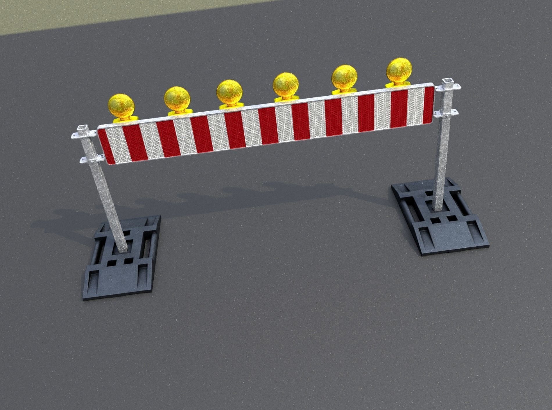 Construction Barrier 5 with warning lights 600-35 250x2000mm Low-poly 3D model_46