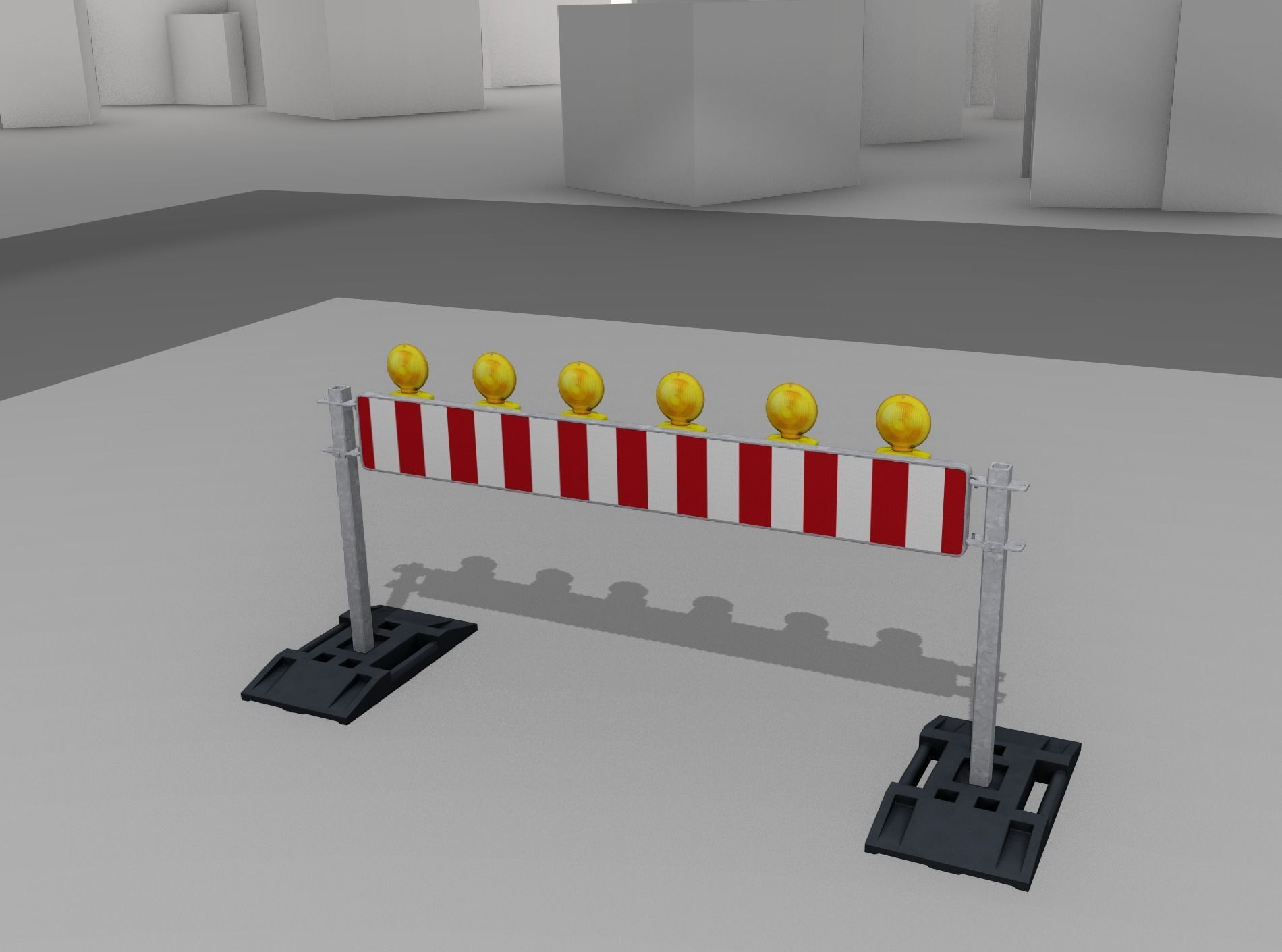 Construction Barrier 5 with warning lights 600-35 250x2000mm Low-poly 3D model_9