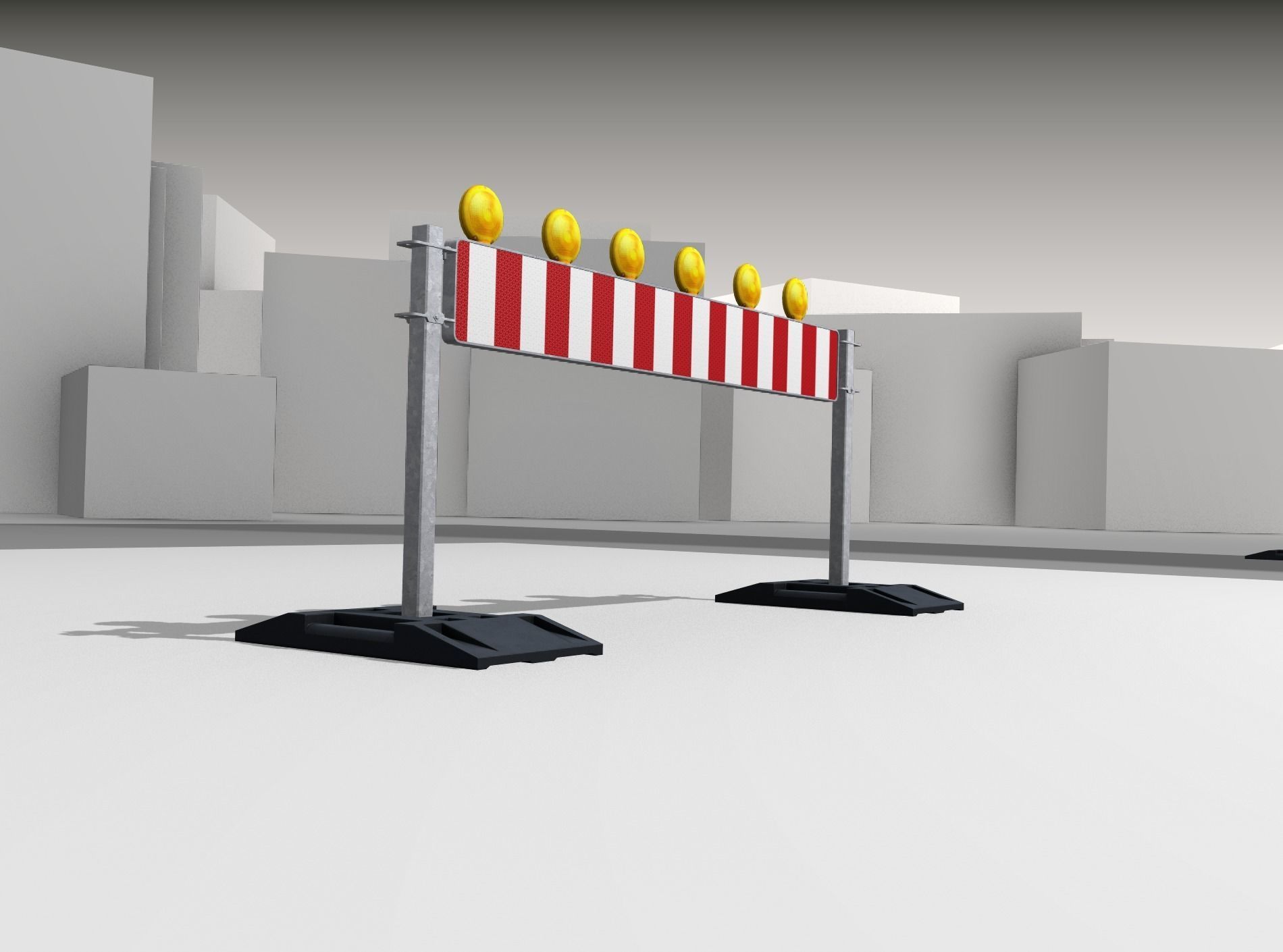 Construction Barrier 5 with warning lights 600-35 250x2000mm Low-poly 3D model_41