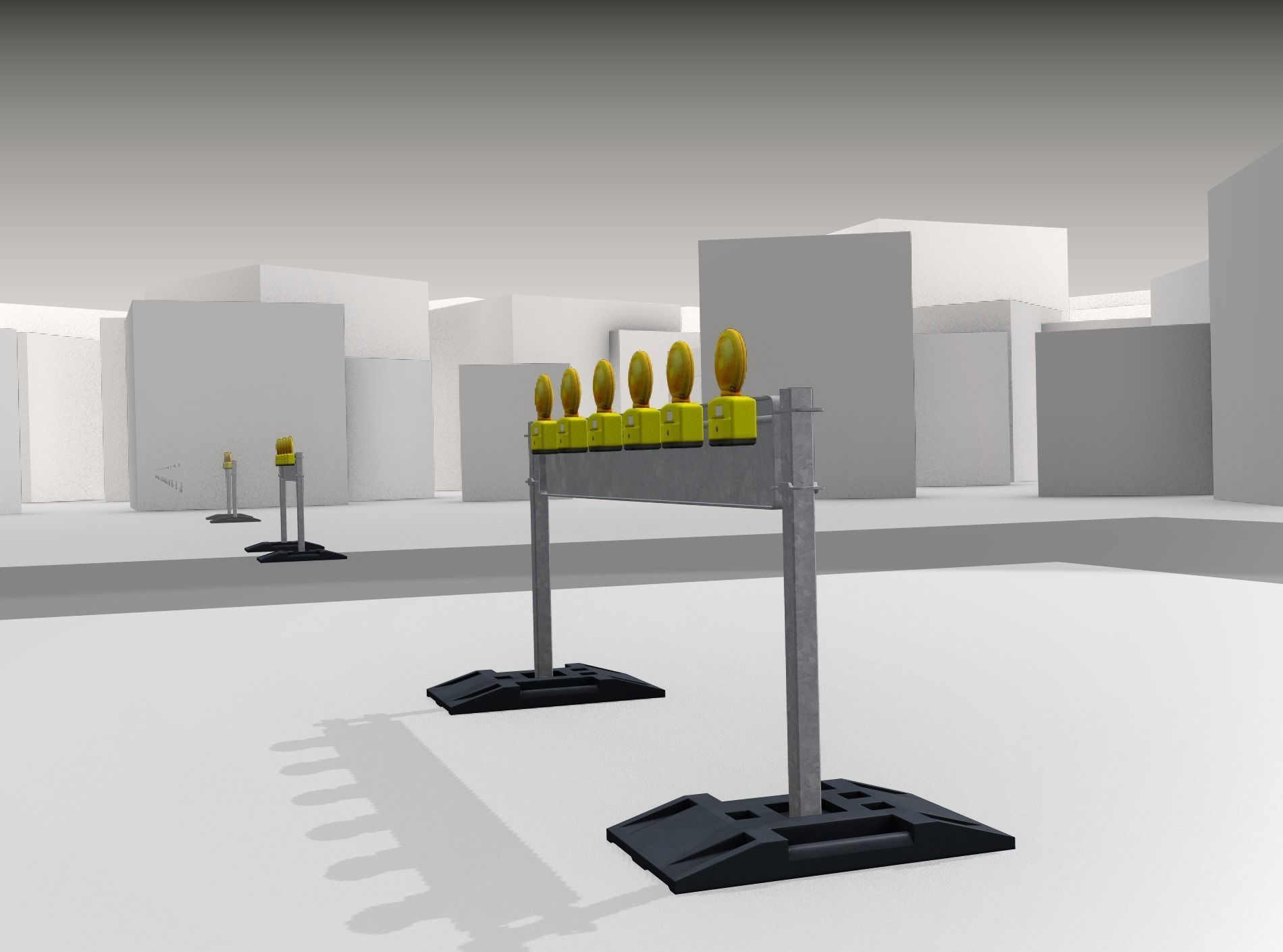 Construction Barrier 5 with warning lights 600-35 250x2000mm Low-poly 3D model_33