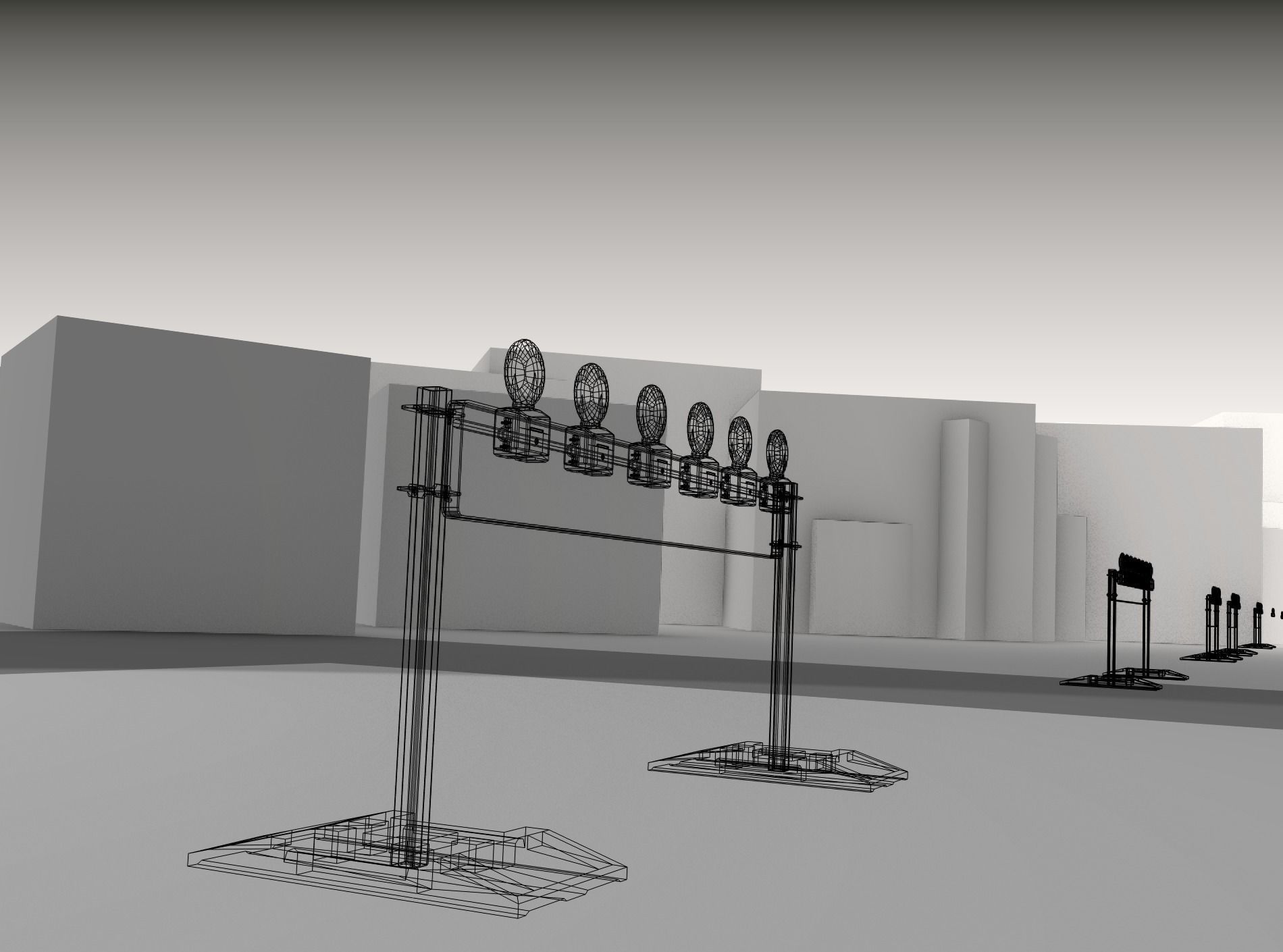 Construction Barrier 5 with warning lights 600-35 250x2000mm Low-poly 3D model_19