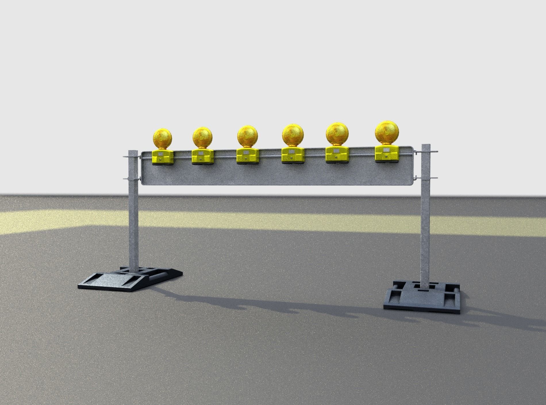 Construction Barrier 5 with warning lights 600-35 250x2000mm Low-poly 3D model_28