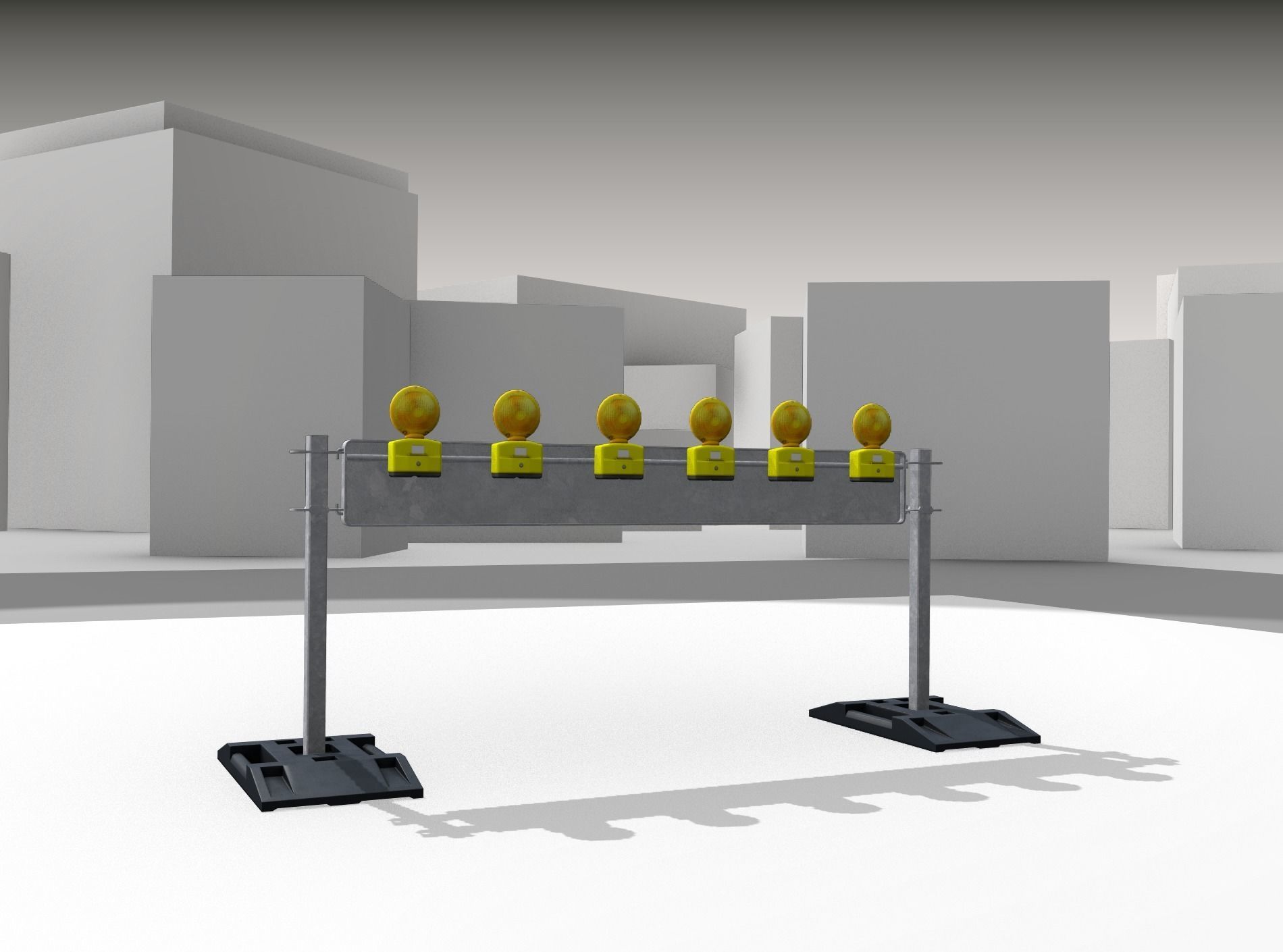 Construction Barrier 5 with warning lights 600-35 250x2000mm Low-poly 3D model_24
