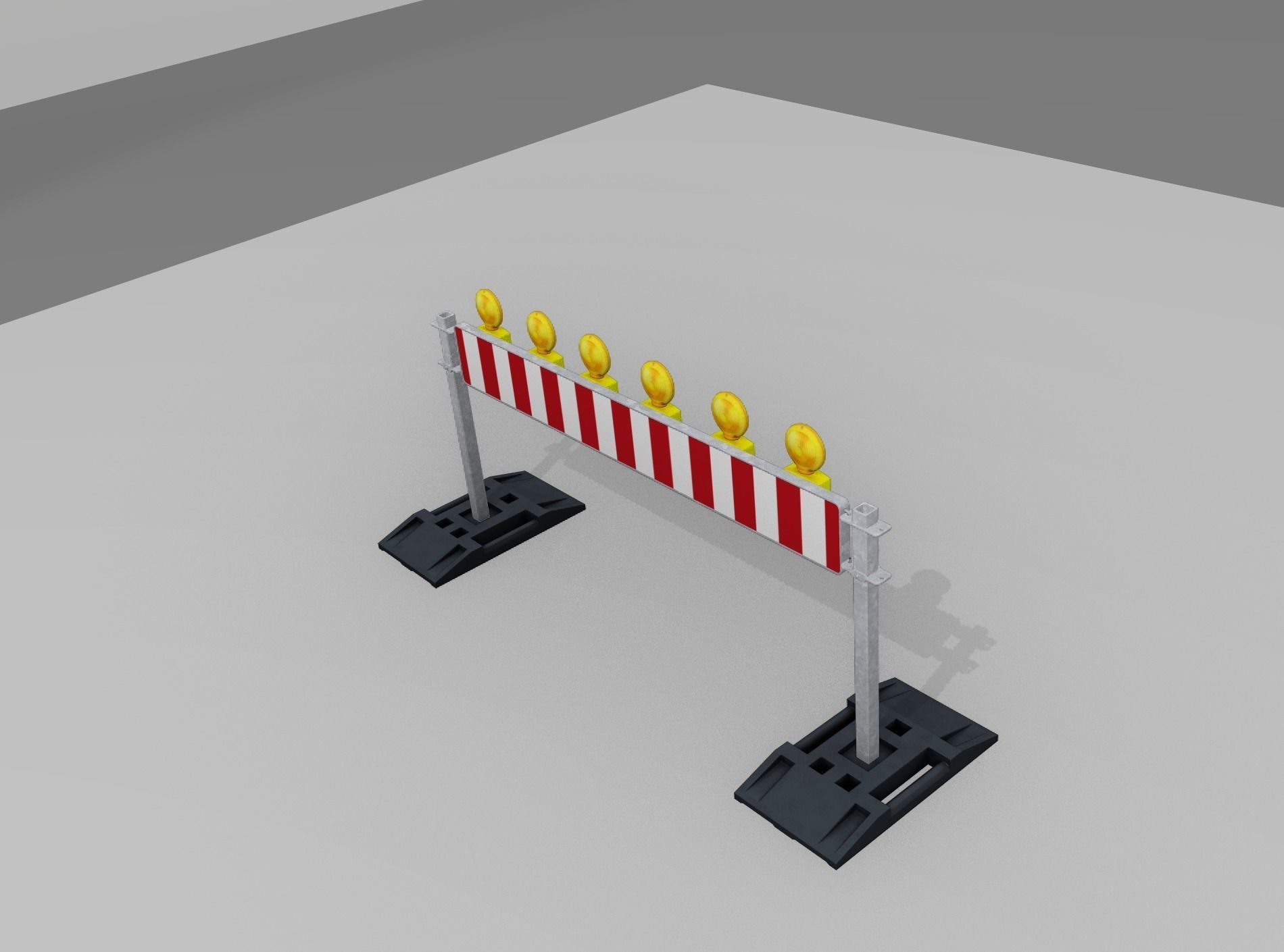 Construction Barrier 5 with warning lights 600-35 250x2000mm Low-poly 3D model_11