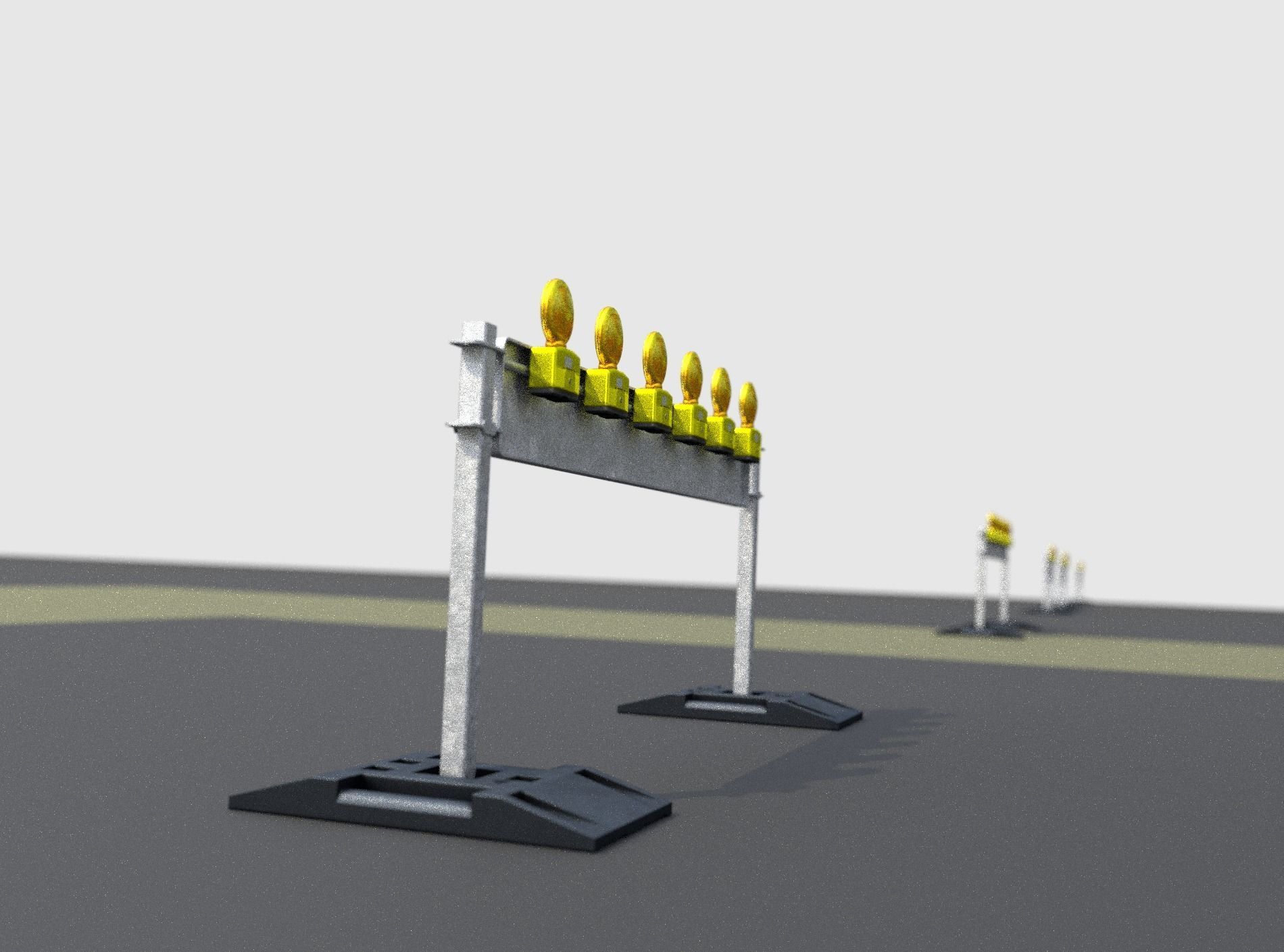 Construction Barrier 5 with warning lights 600-35 250x2000mm Low-poly 3D model_18