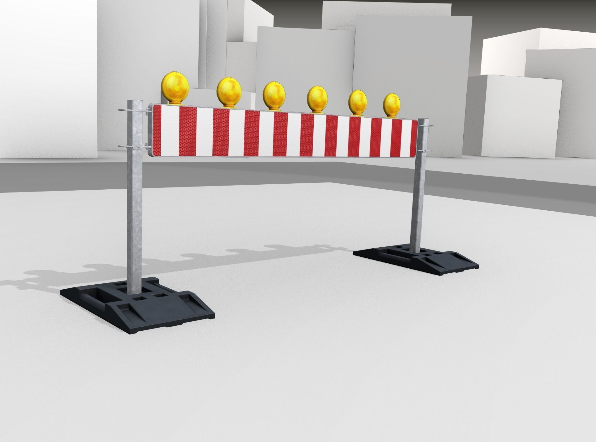 Construction Barrier 5 with warning lights 600-35 250x2000mm Low-poly 3D model_43