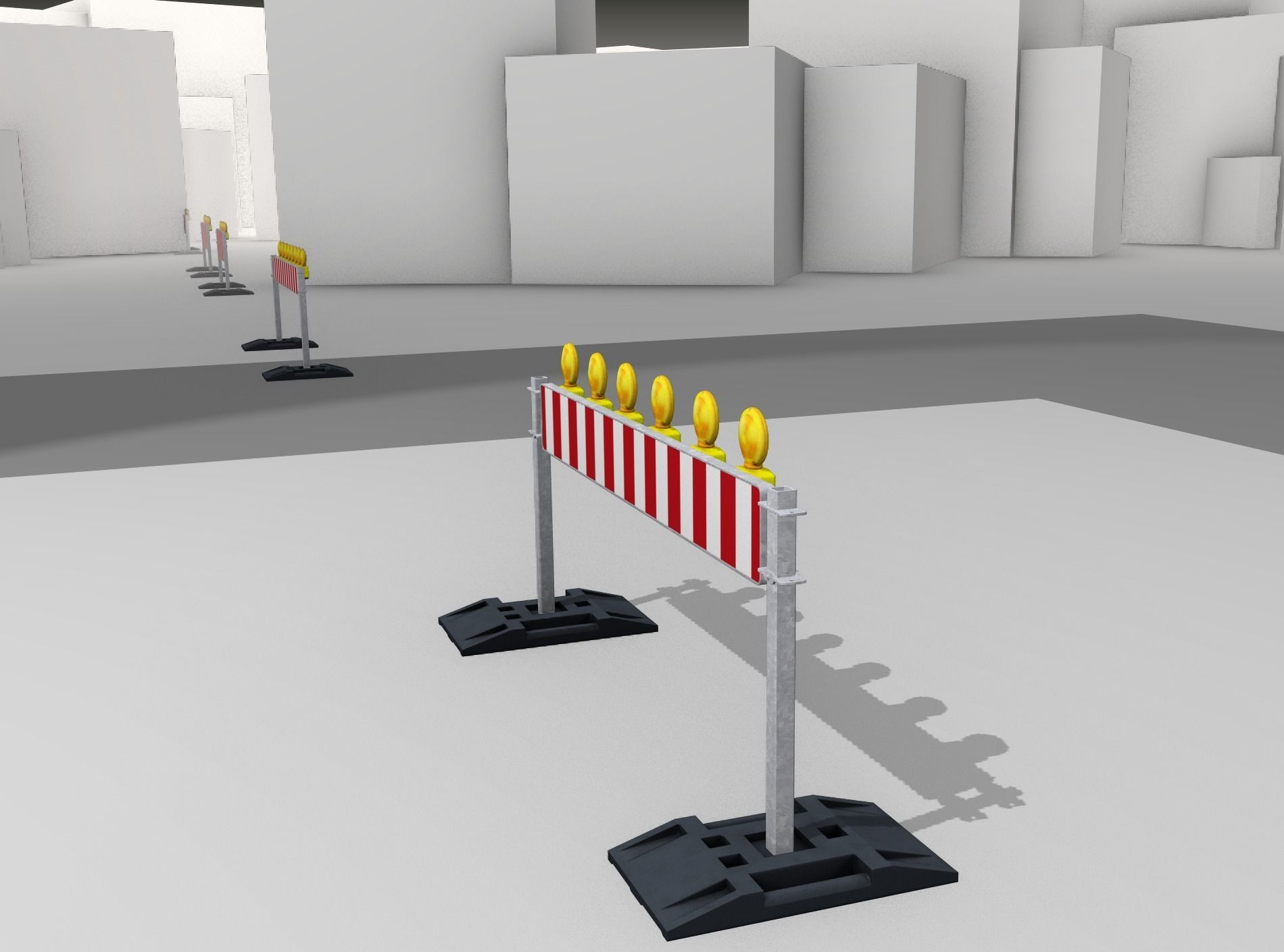 Construction Barrier 5 with warning lights 600-35 250x2000mm Low-poly 3D model_13