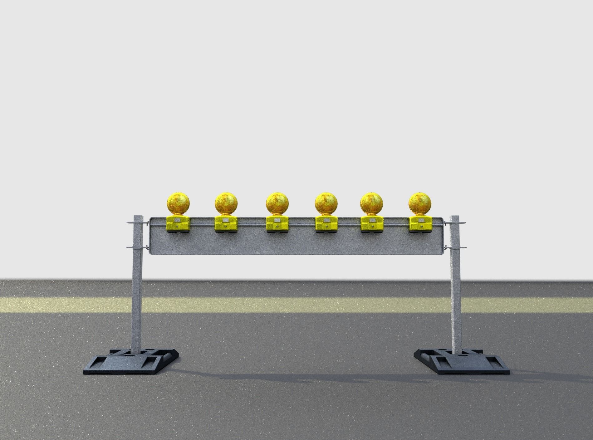 Construction Barrier 5 with warning lights 600-35 250x2000mm Low-poly 3D model_26