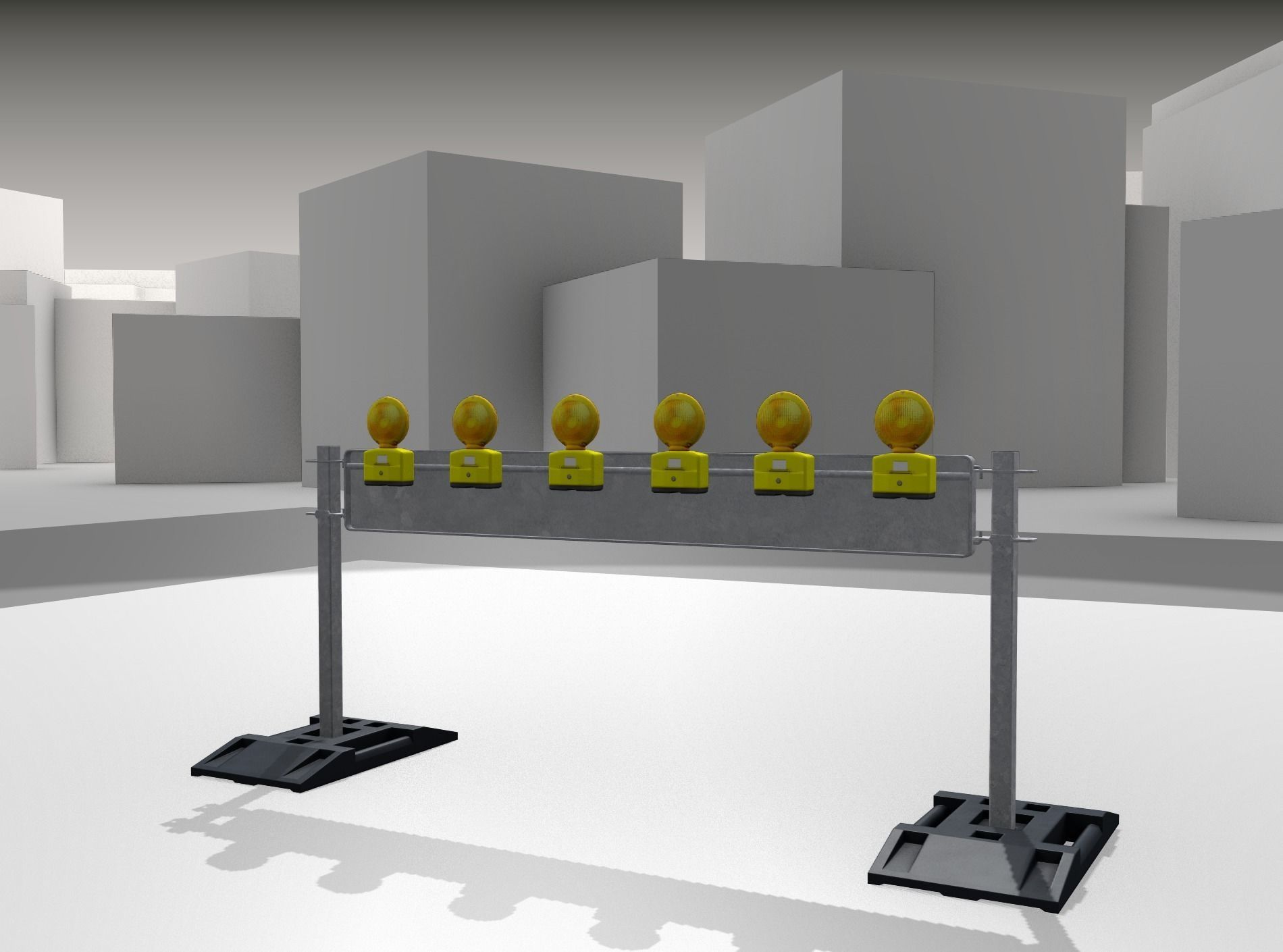 Construction Barrier 5 with warning lights 600-35 250x2000mm Low-poly 3D model_29