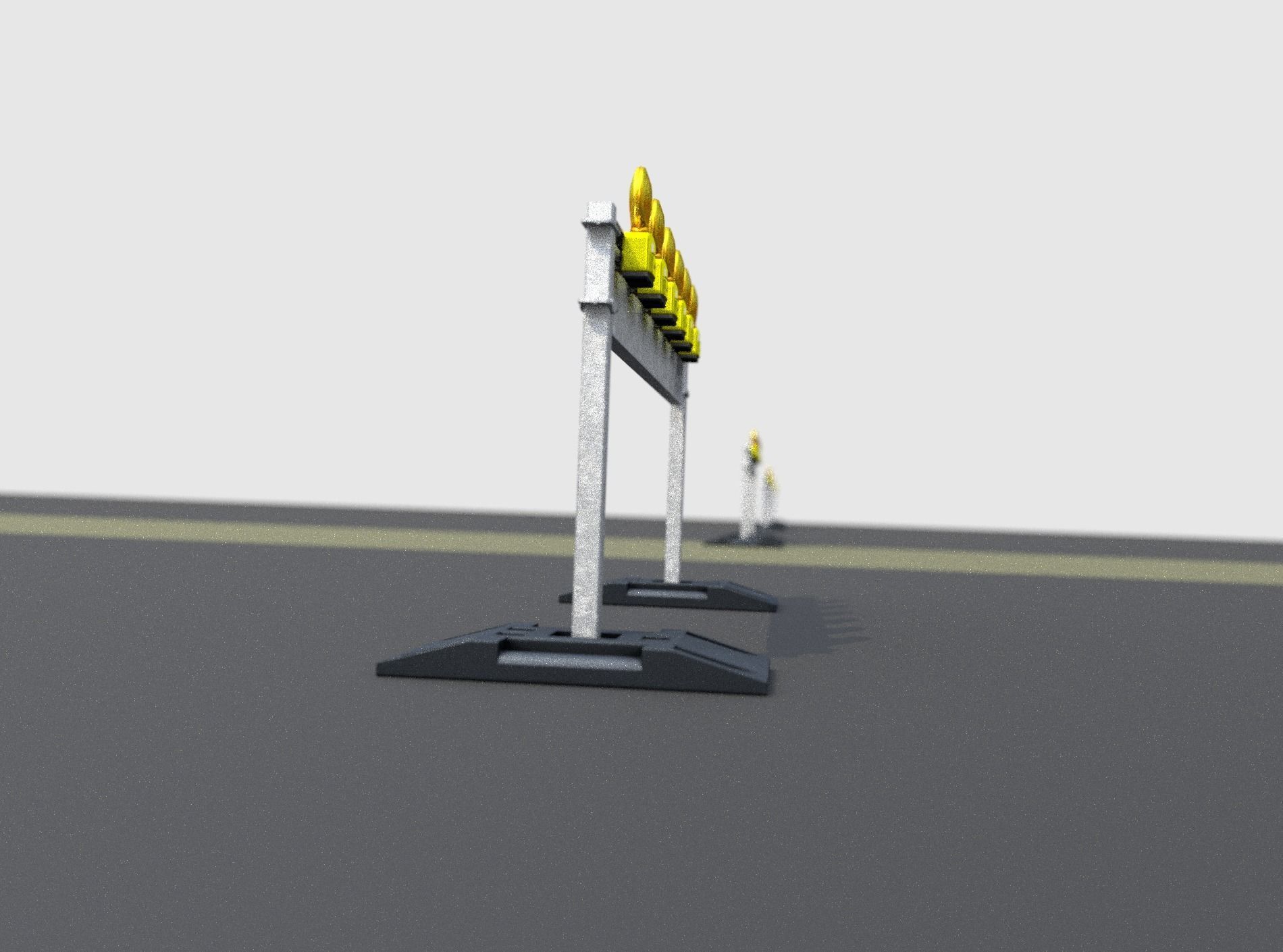 Construction Barrier 5 with warning lights 600-35 250x2000mm Low-poly 3D model_16