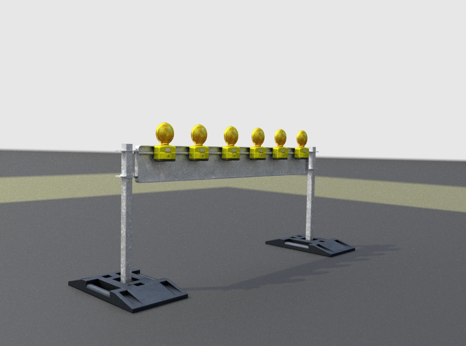 Construction Barrier 5 with warning lights 600-35 250x2000mm Low-poly 3D model_22