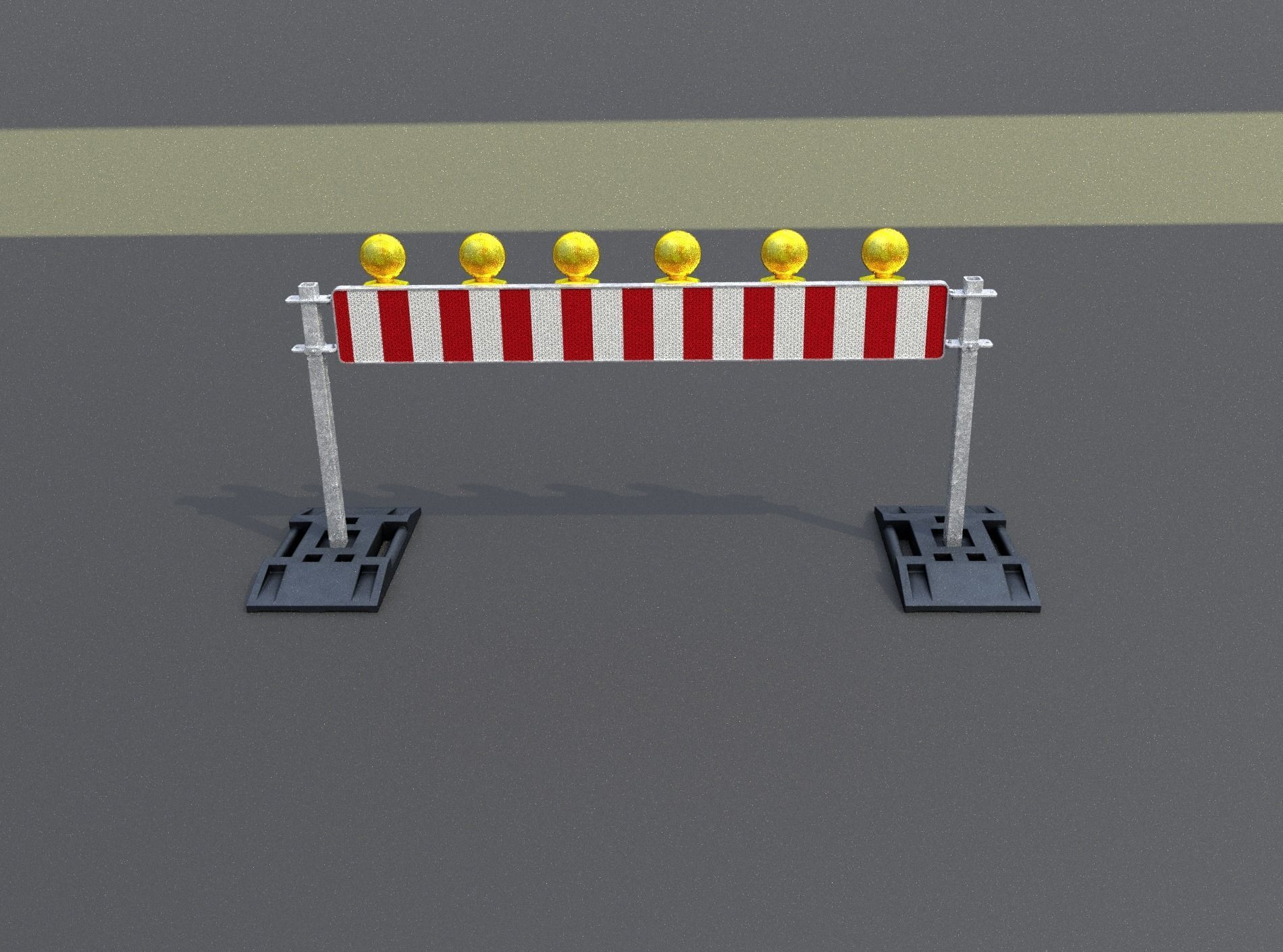 Construction Barrier 5 with warning lights 600-35 250x2000mm Low-poly 3D model_50